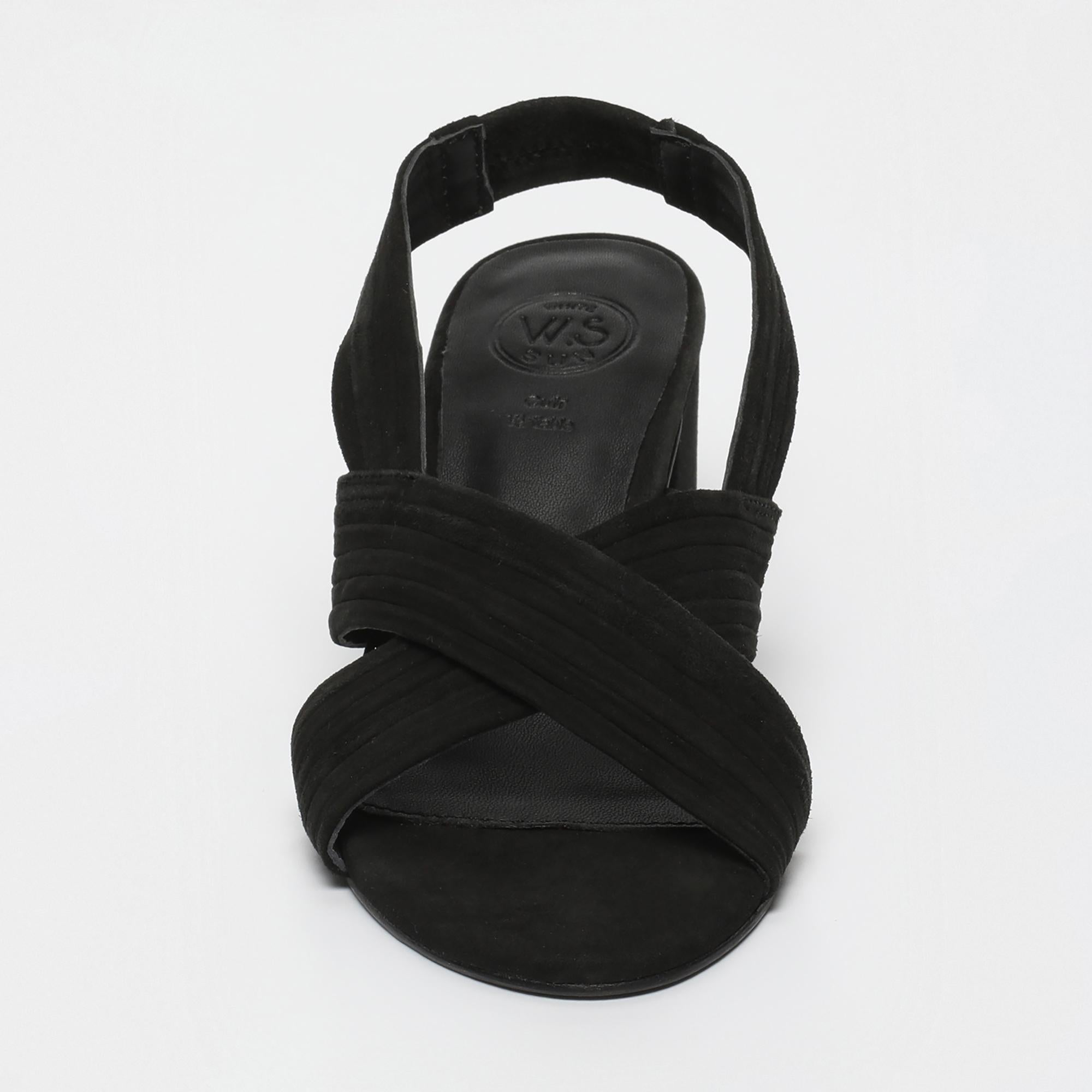 ISIA sandales talon en cuir noir