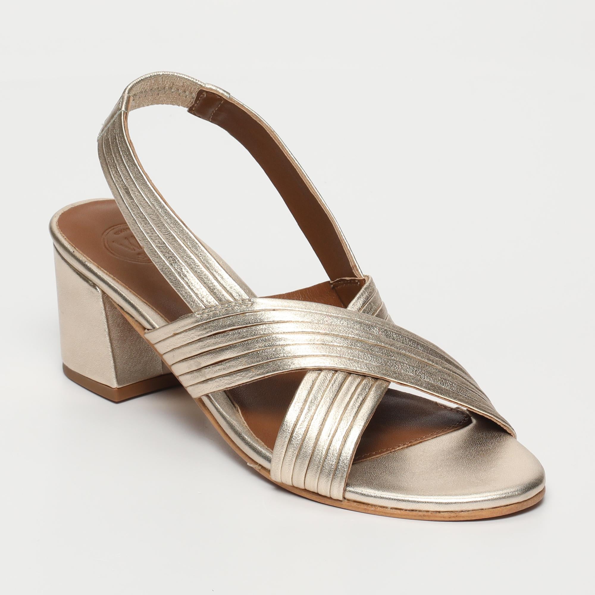 ISIA sandales talon en cuir platine