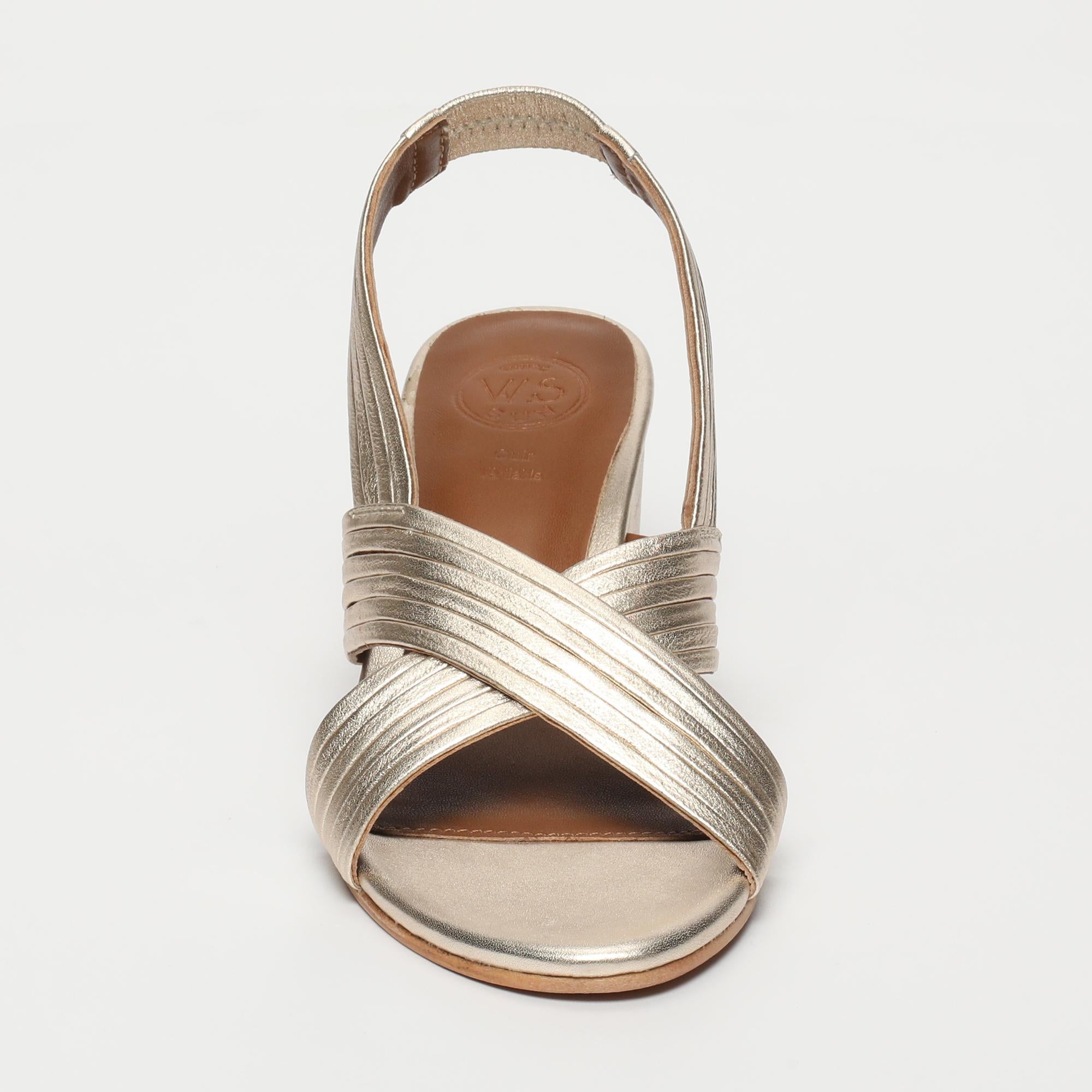 ISIA sandales talon en cuir platine