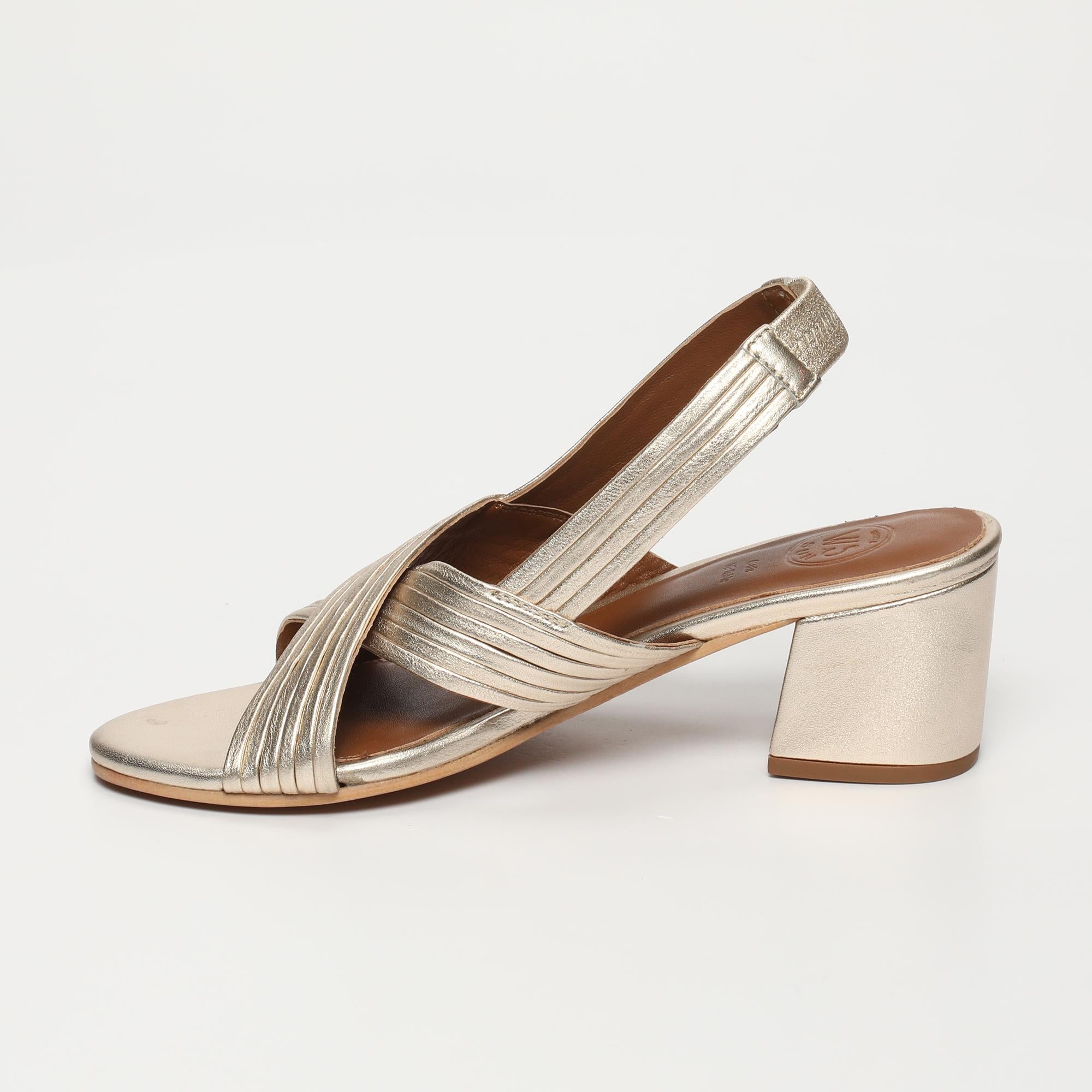 ISIA sandales talon en cuir platine