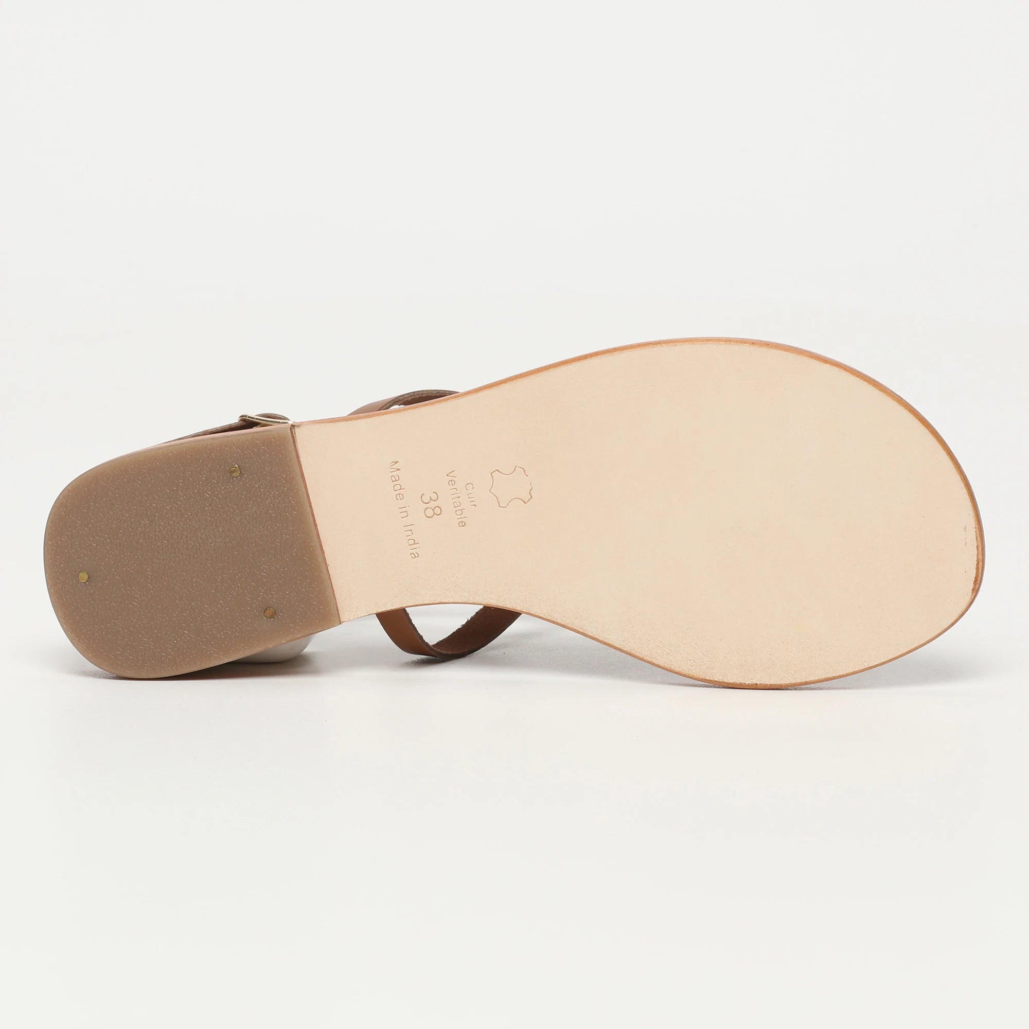 MENTA sandales entre-doigts en cuir camel