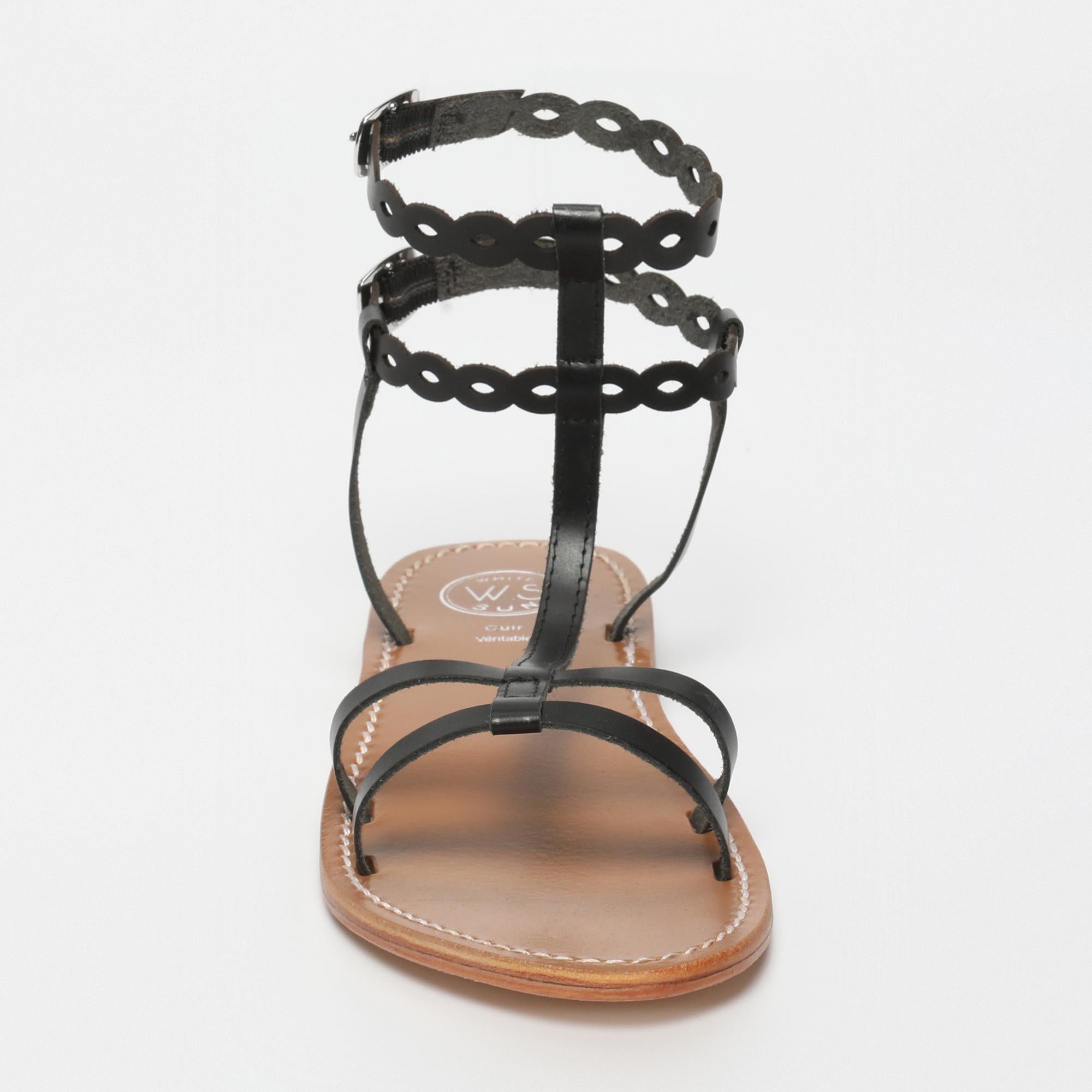 JESSAMINE sandales spartiates bracelet de cheville en cuir noir