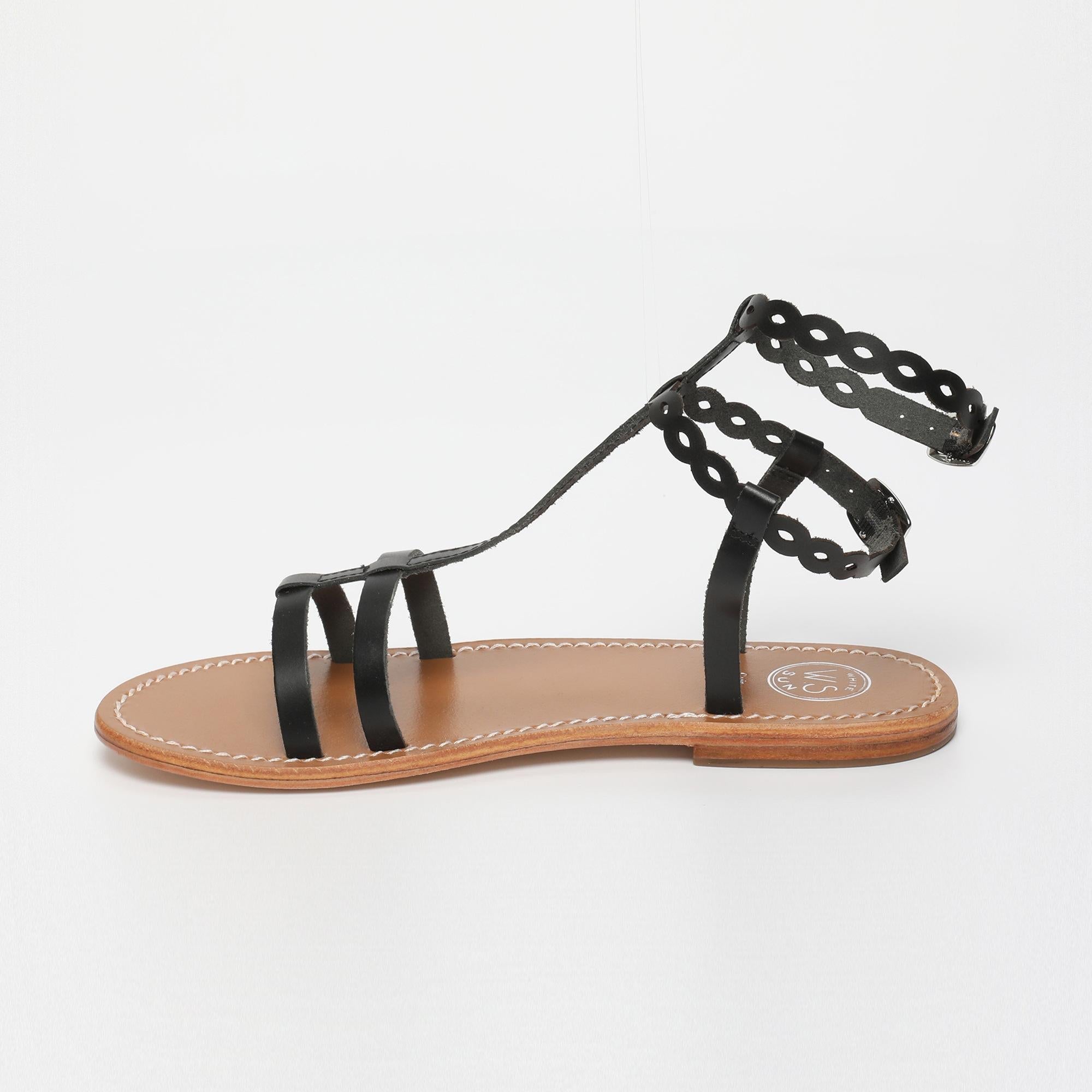 JESSAMINE sandales spartiates bracelet de cheville en cuir noir