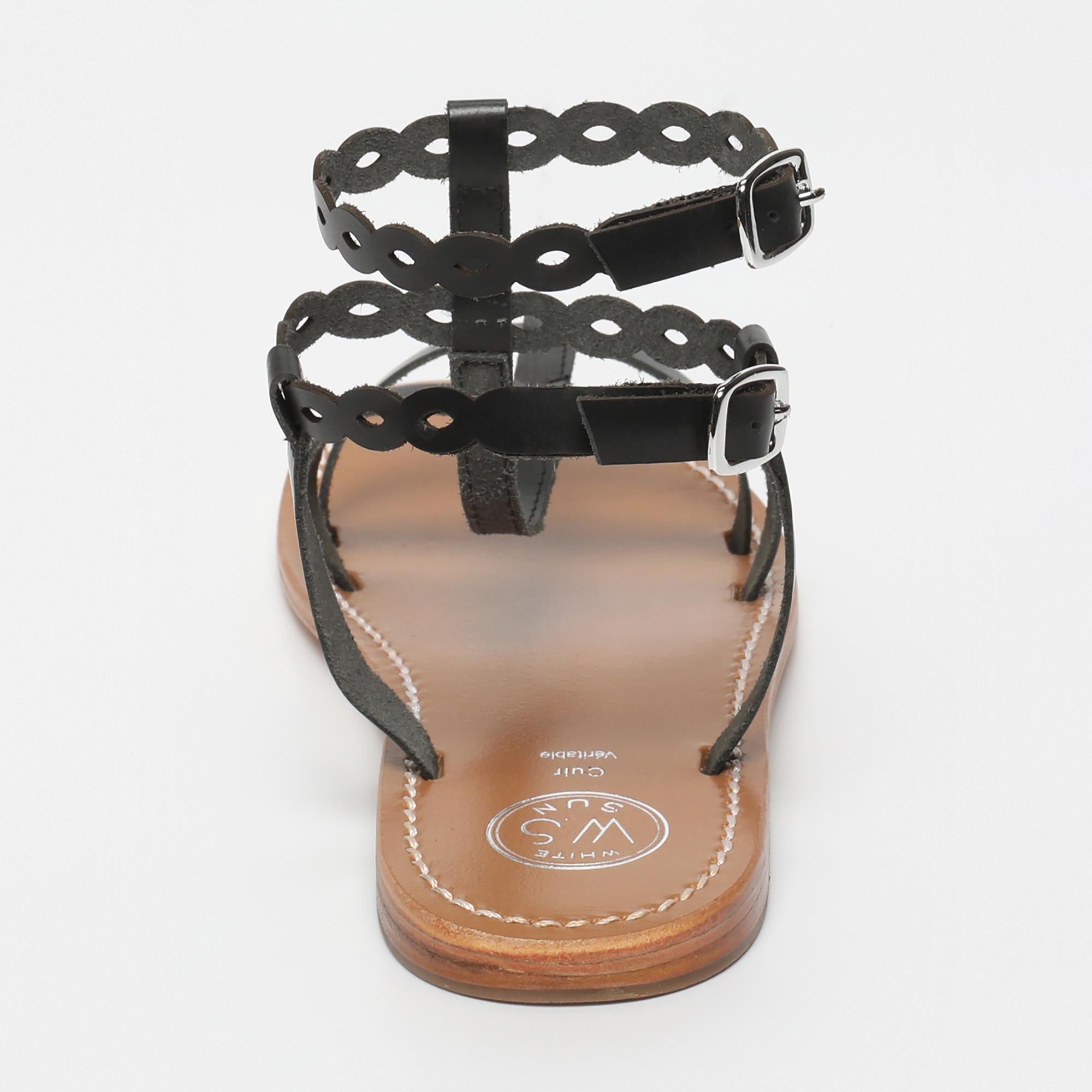JESSAMINE sandales spartiates bracelet de cheville en cuir noir
