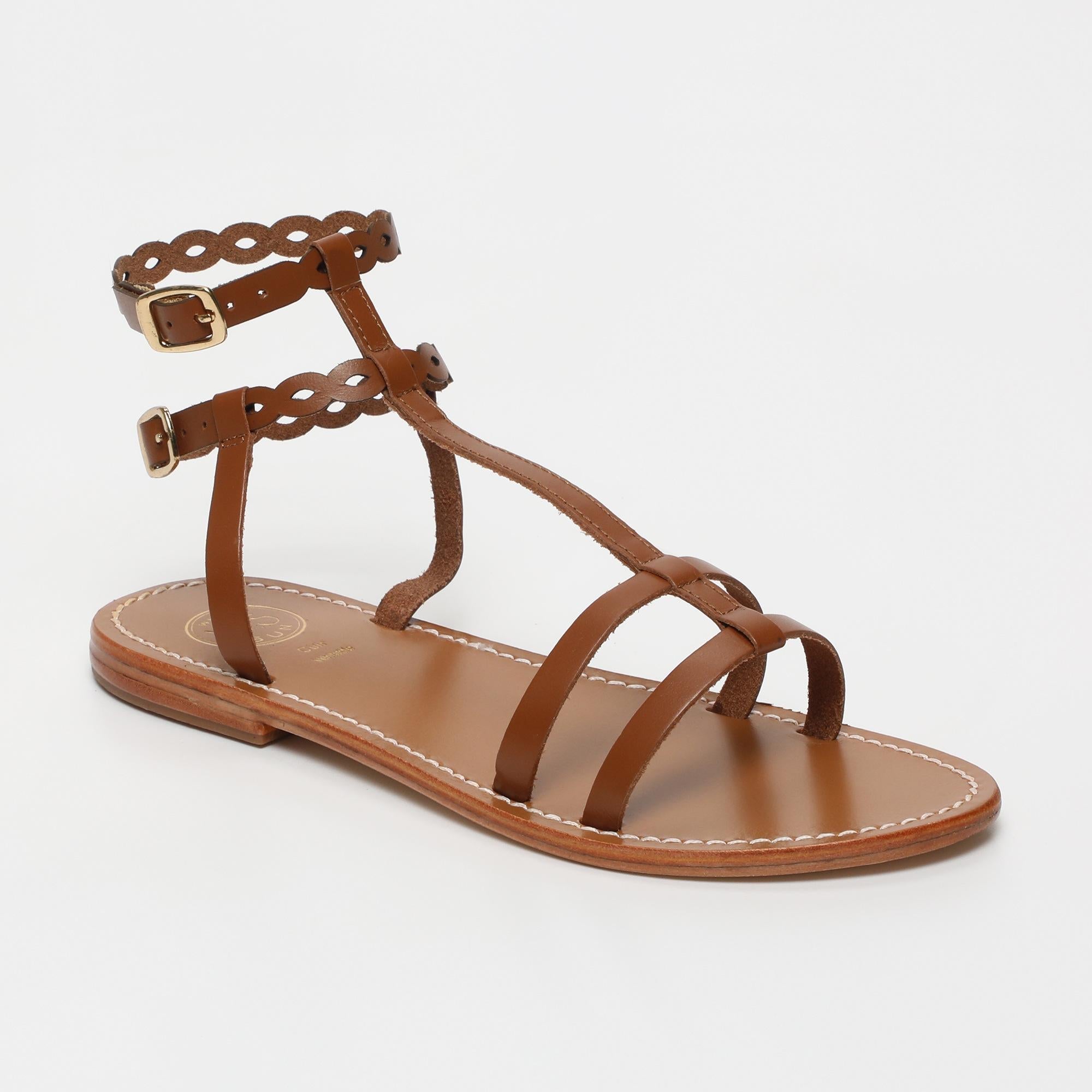 JESSAMINE sandales spartiates bracelet de cheville en cuir camel