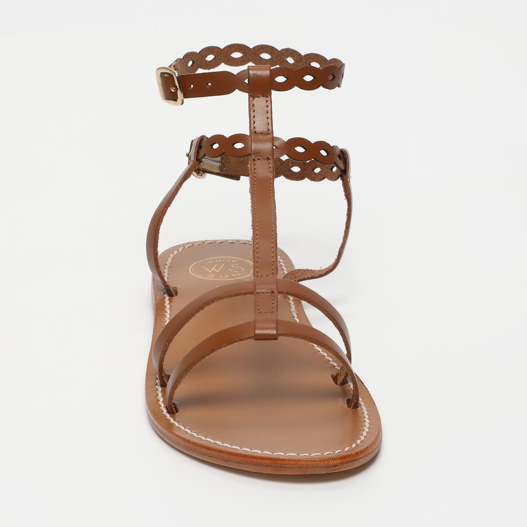JESSAMINE sandales spartiates bracelet de cheville en cuir camel