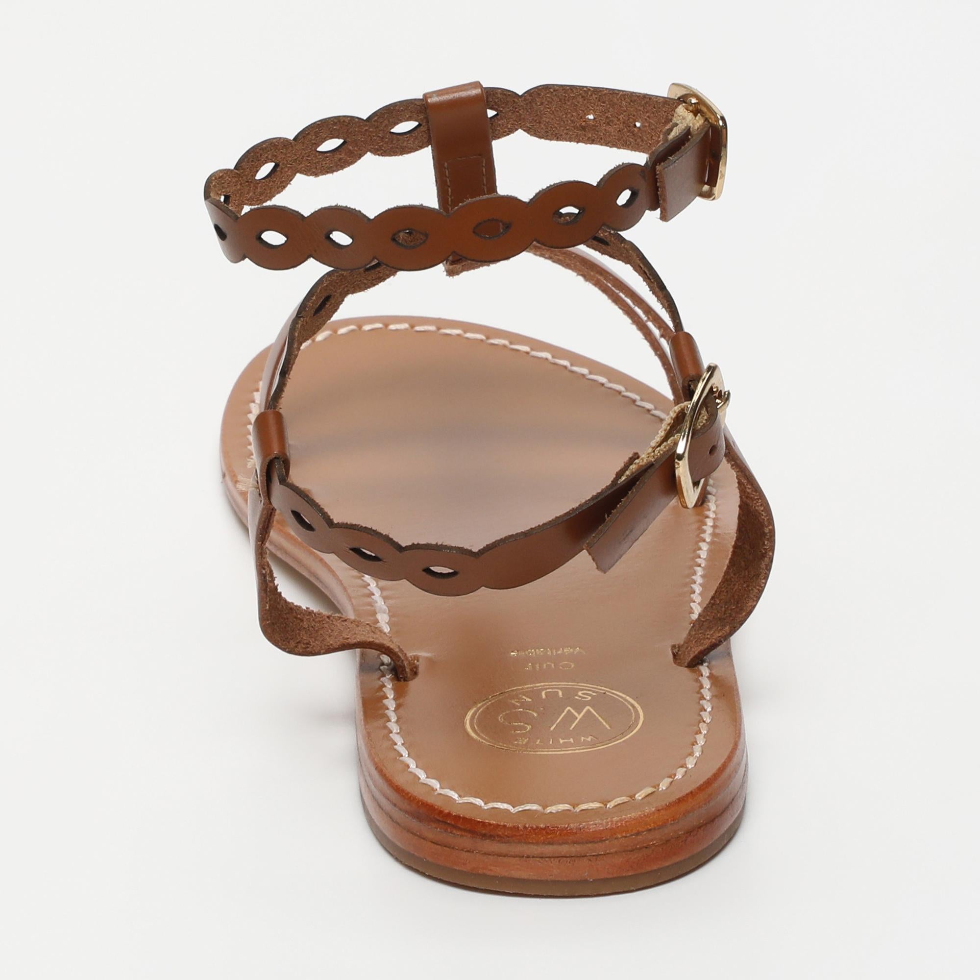 JESSAMINE sandales spartiates bracelet de cheville en cuir camel