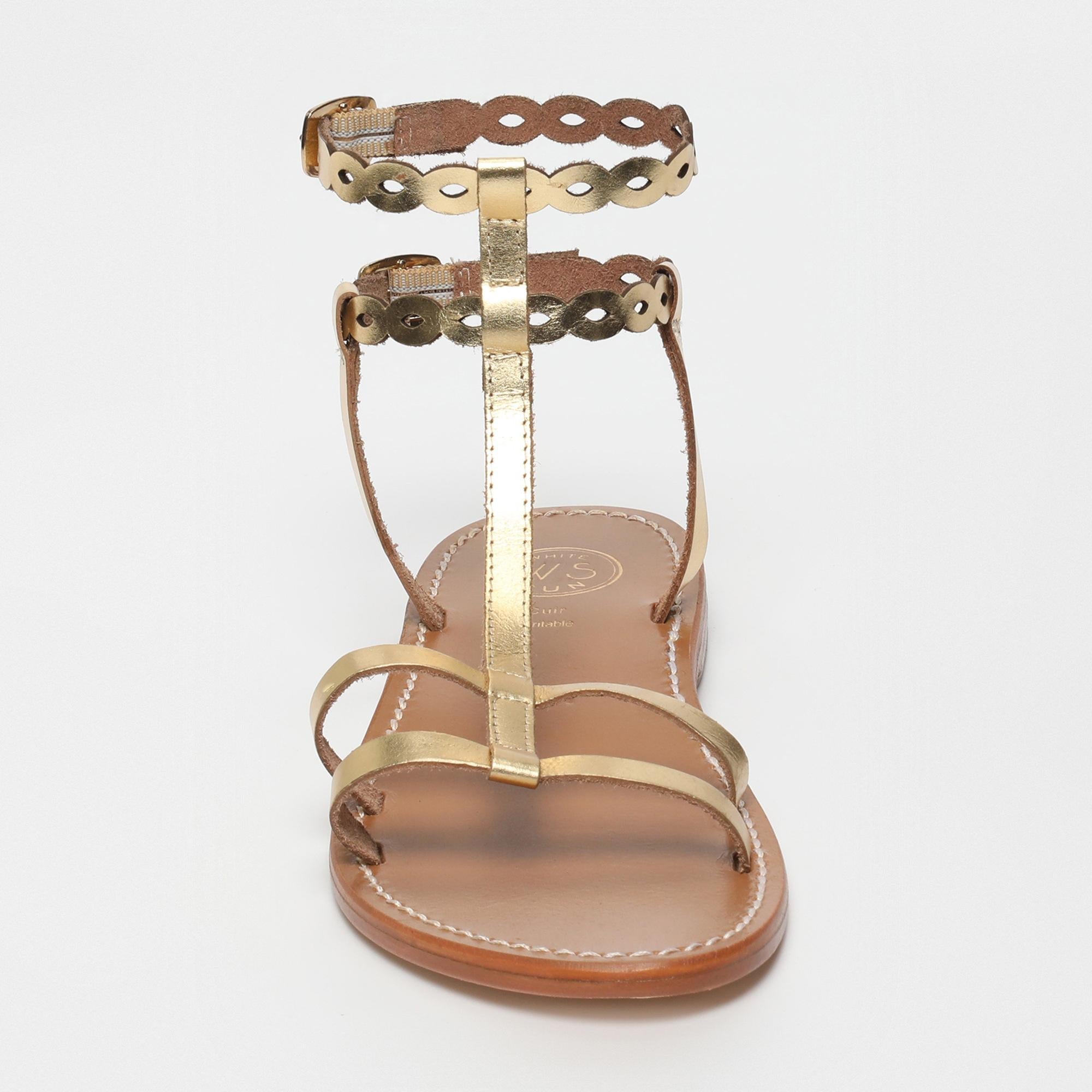 JESSAMINE sandales spartiates bracelet de cheville en cuir or foncé