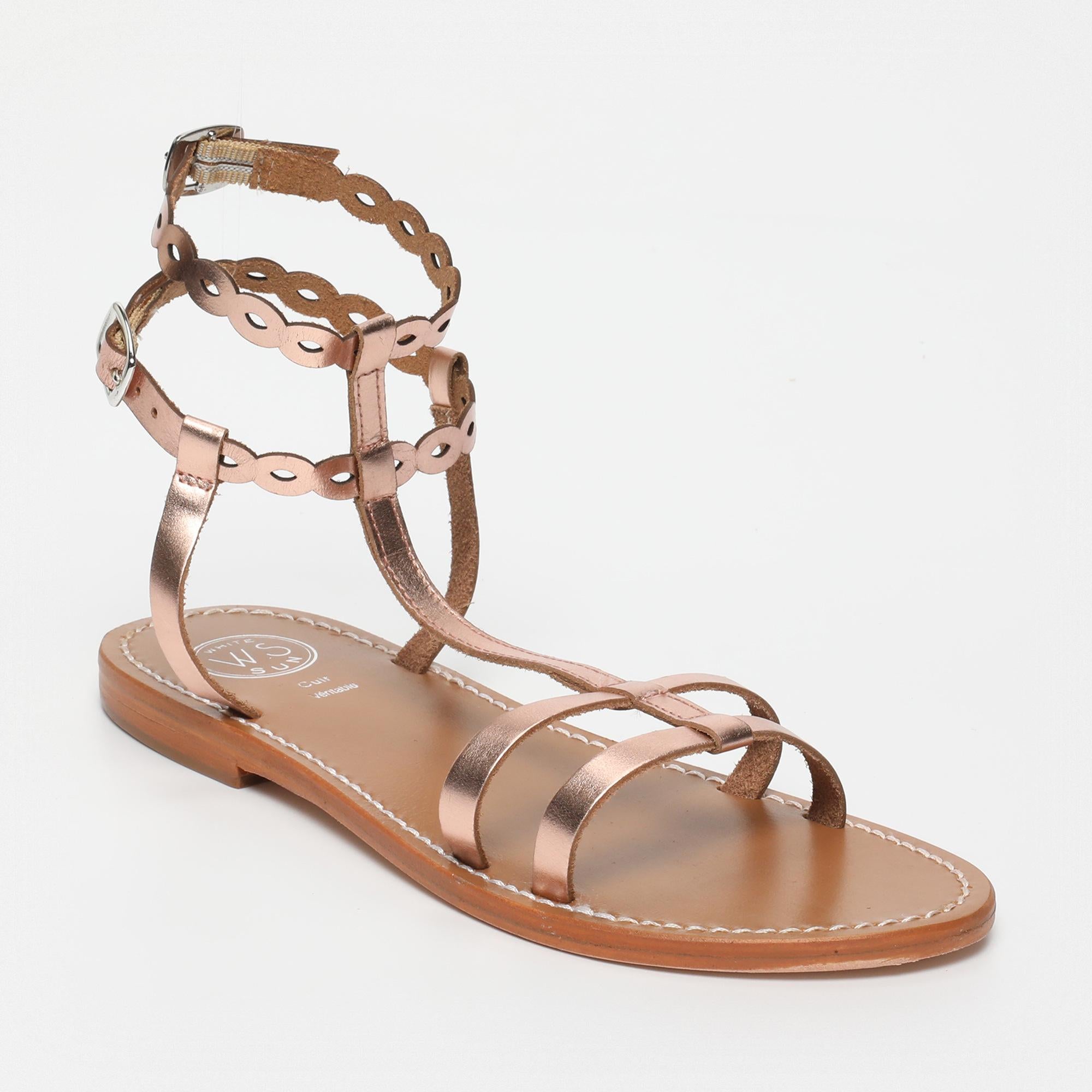 JESSAMINE sandales spartiates bracelet de cheville en cuir or rose