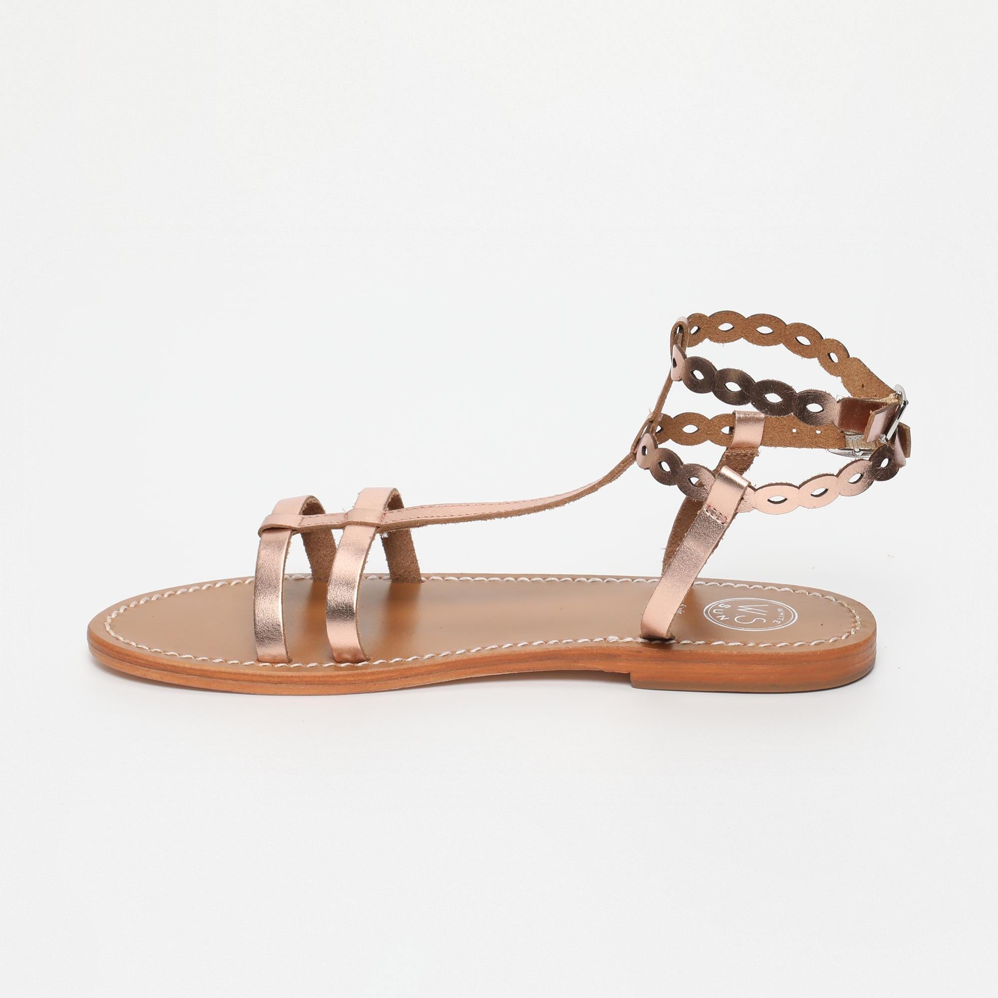 JESSAMINE sandales spartiates bracelet de cheville en cuir or rose