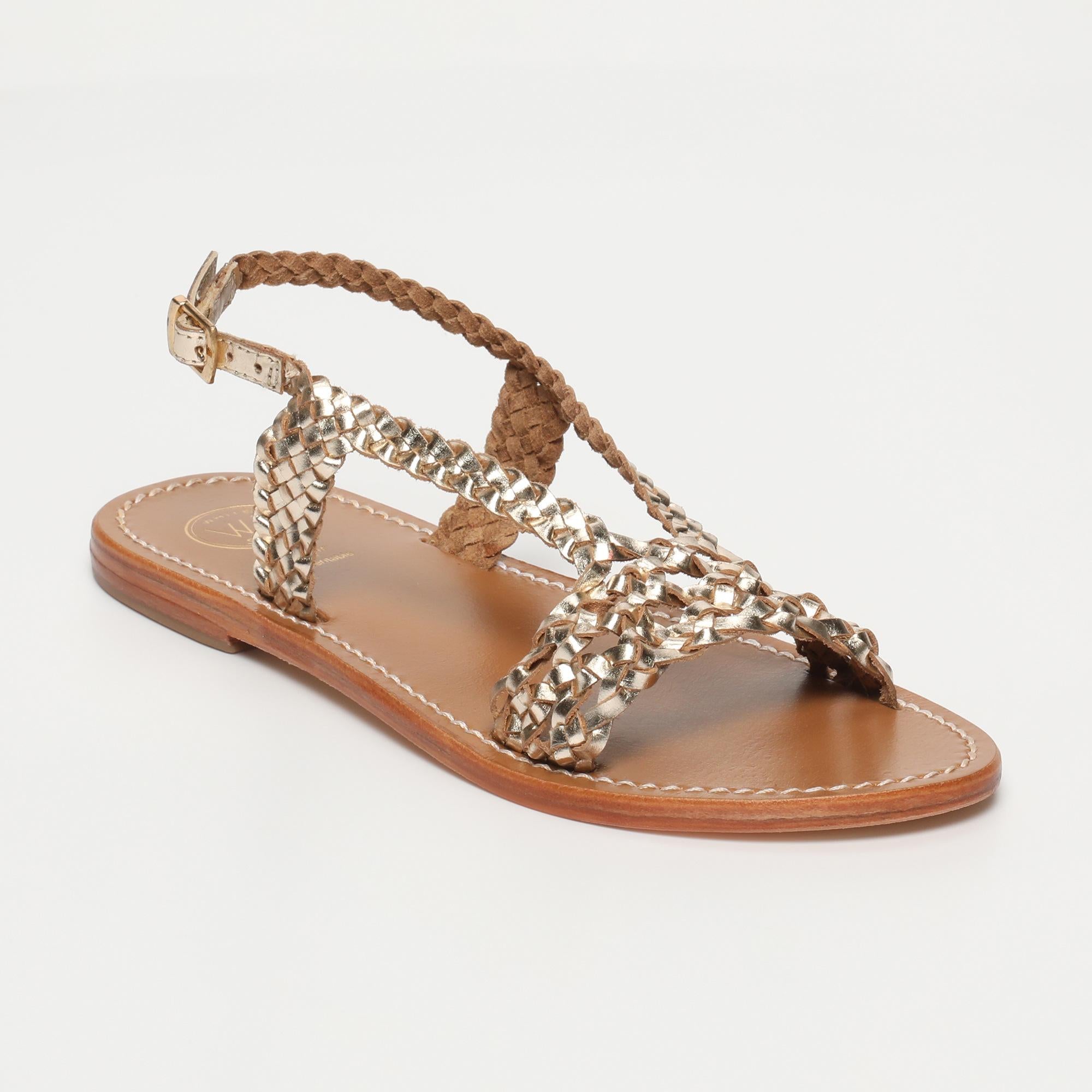 JIHAR sandales tresse en cuir or