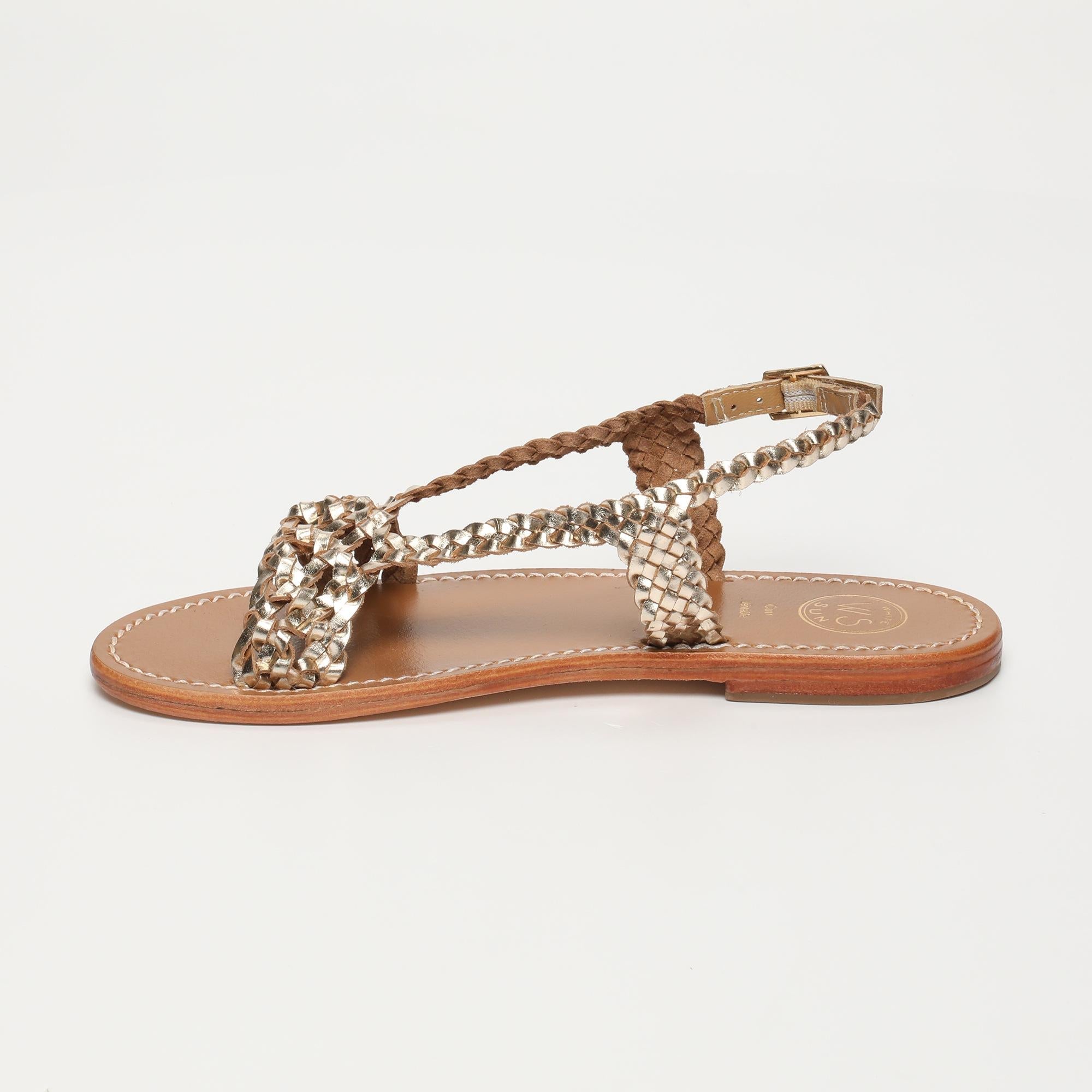 JIHAR sandales tresse en cuir or