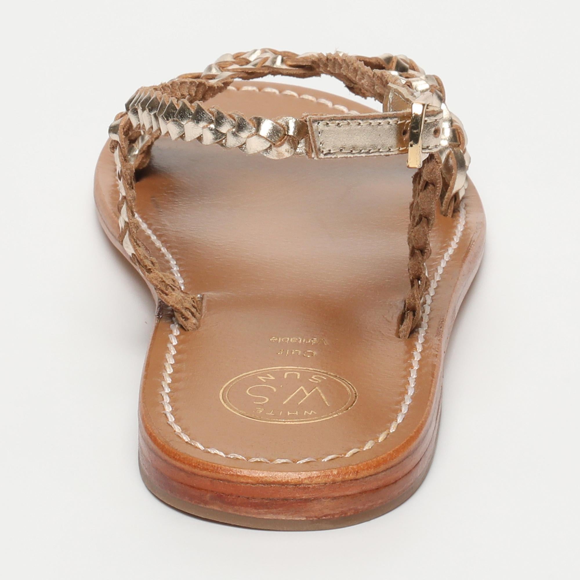 JIHAR sandales tresse en cuir or