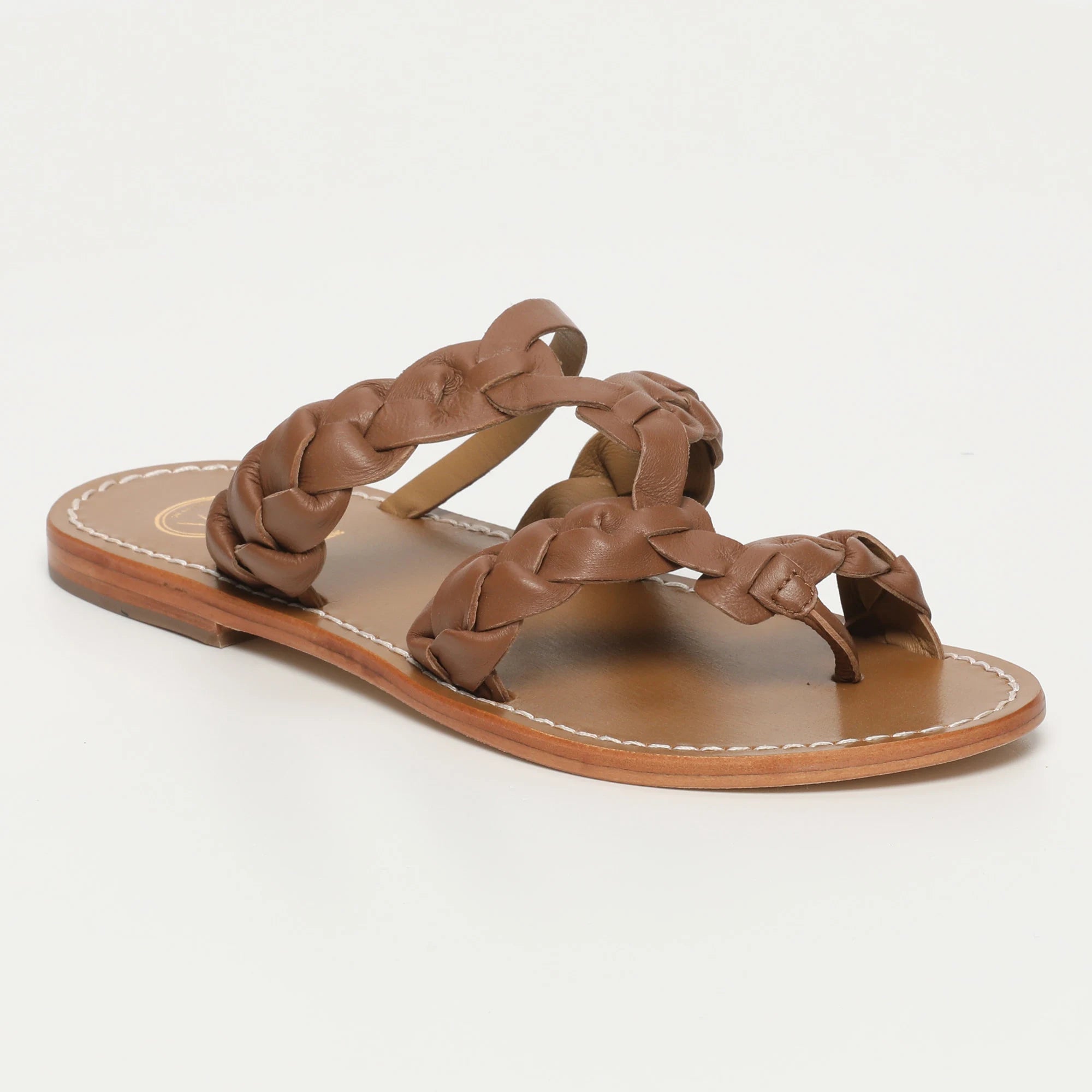 SOMBRA mules tressée en cuir camel