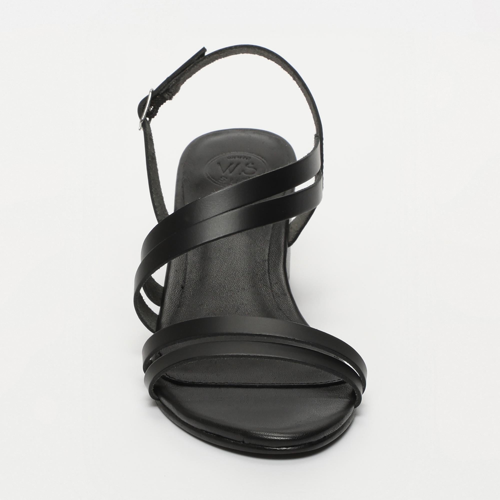 KACHI sandales talon en cuir noir