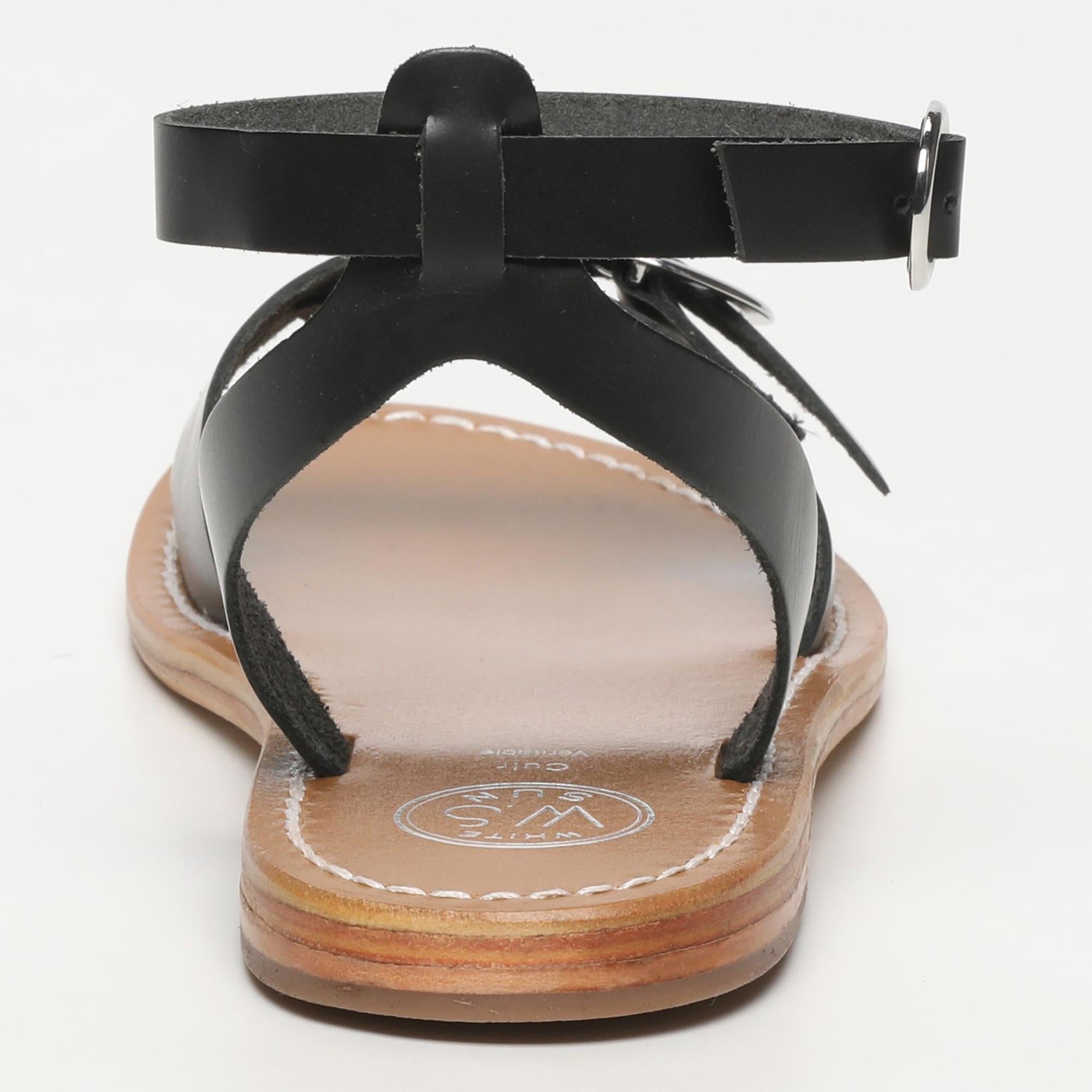 LEPE sandales bracelet de cheville en cuir noir