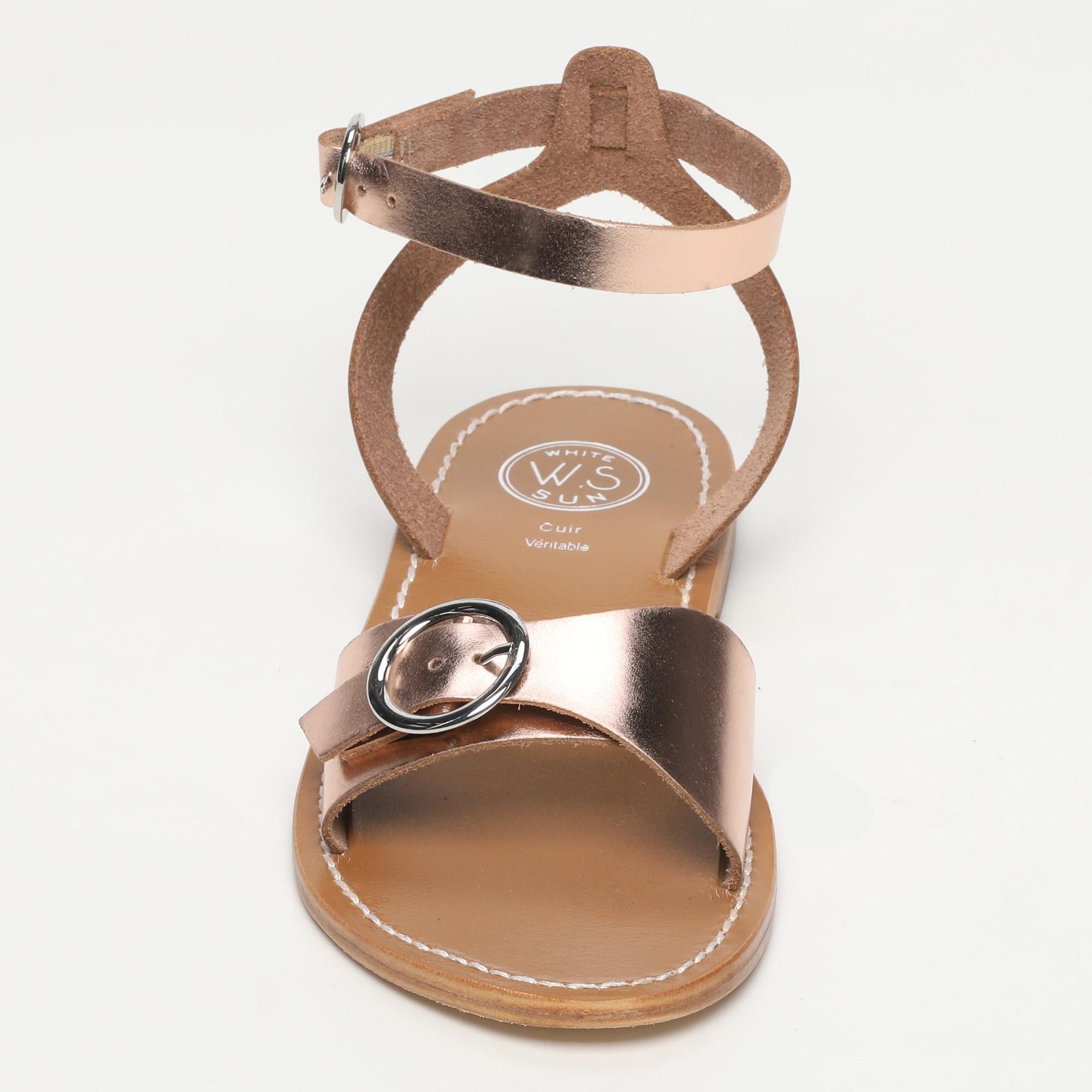 LEPE sandales bracelet de cheville en cuir or rose