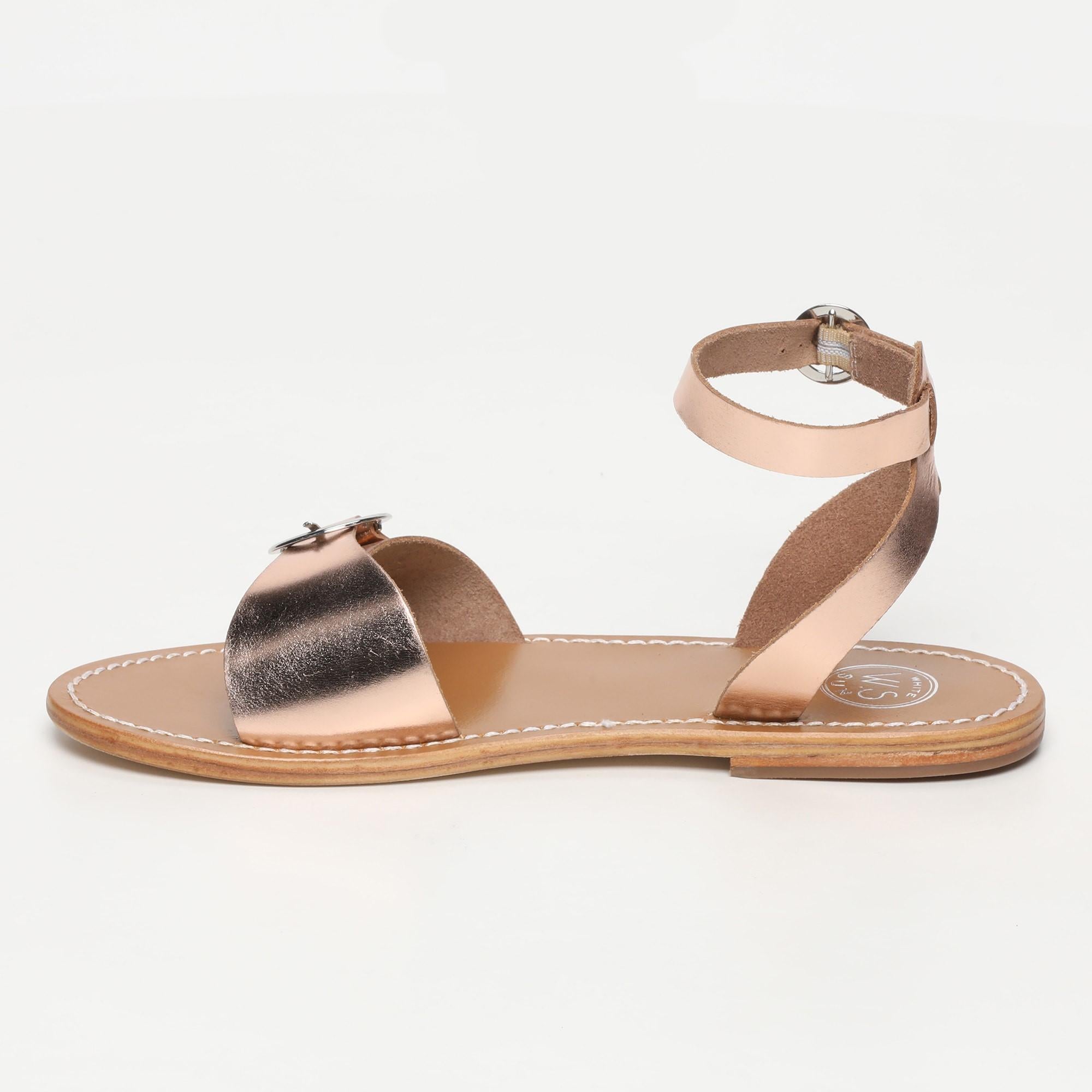 LEPE sandales bracelet de cheville en cuir or rose