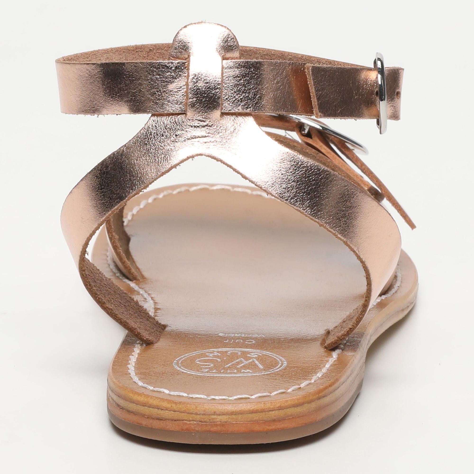 LEPE sandales bracelet de cheville en cuir or rose