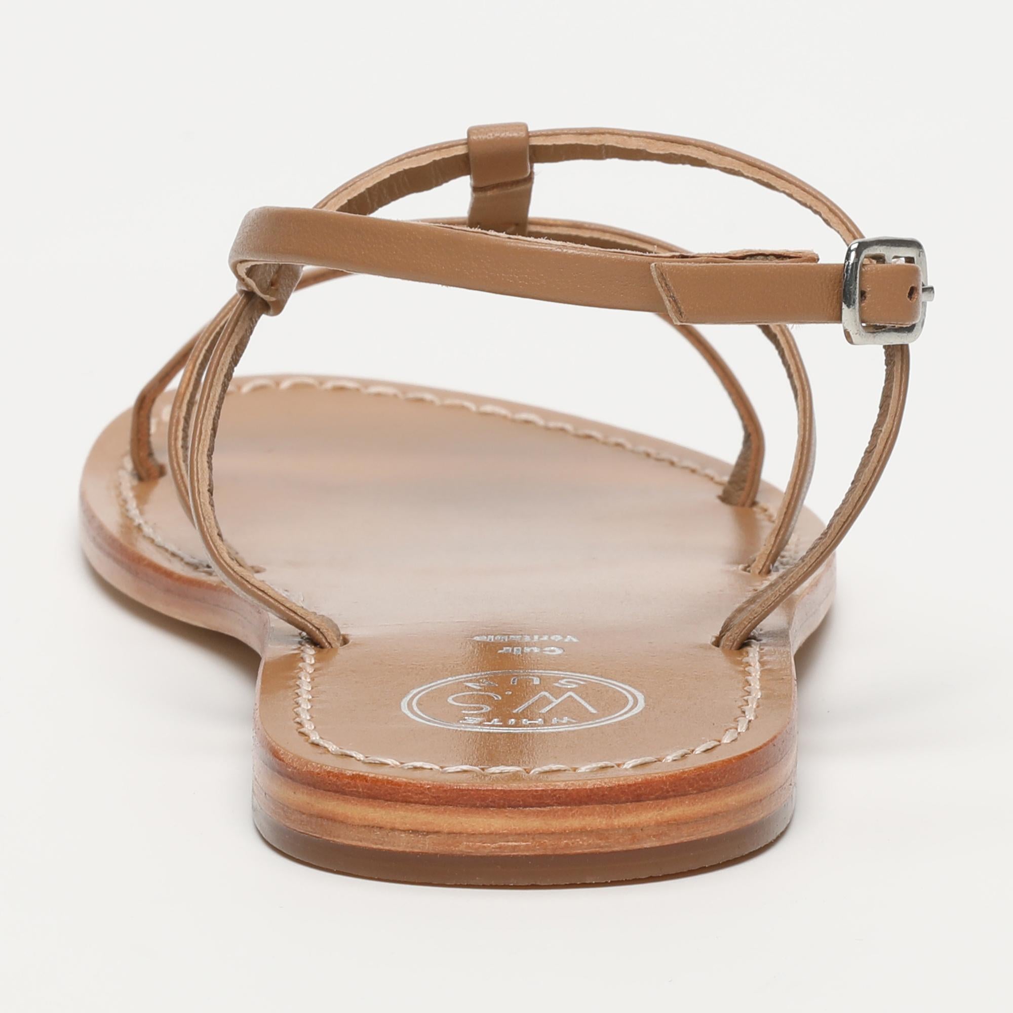 LEYU sandales en cuir camel clair