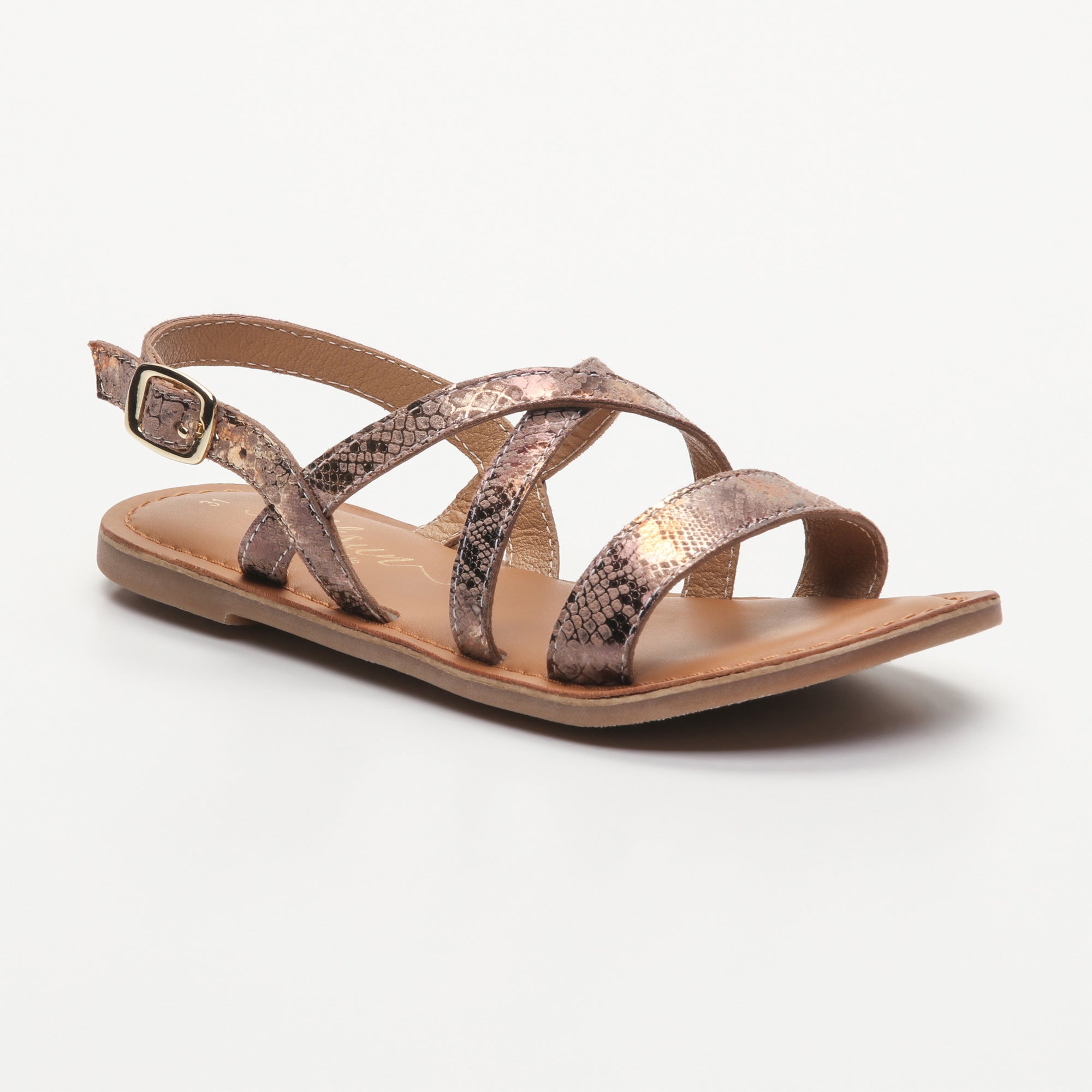 FLORA sandales cuir pink snake