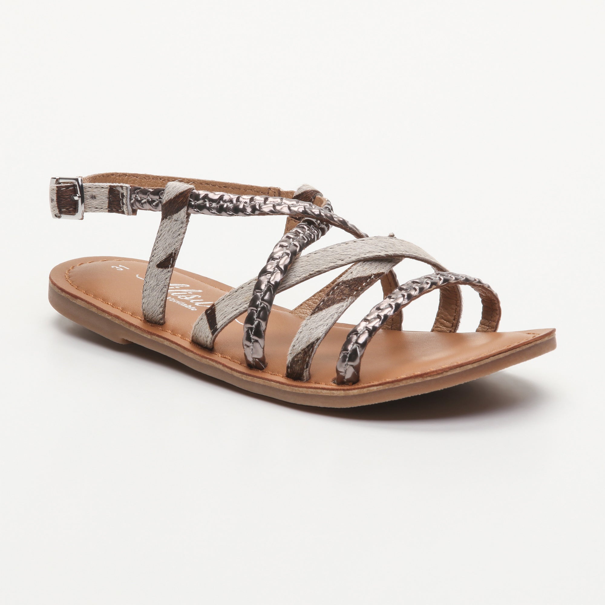 RAZPUNZEL sandales cuir zebra + grey