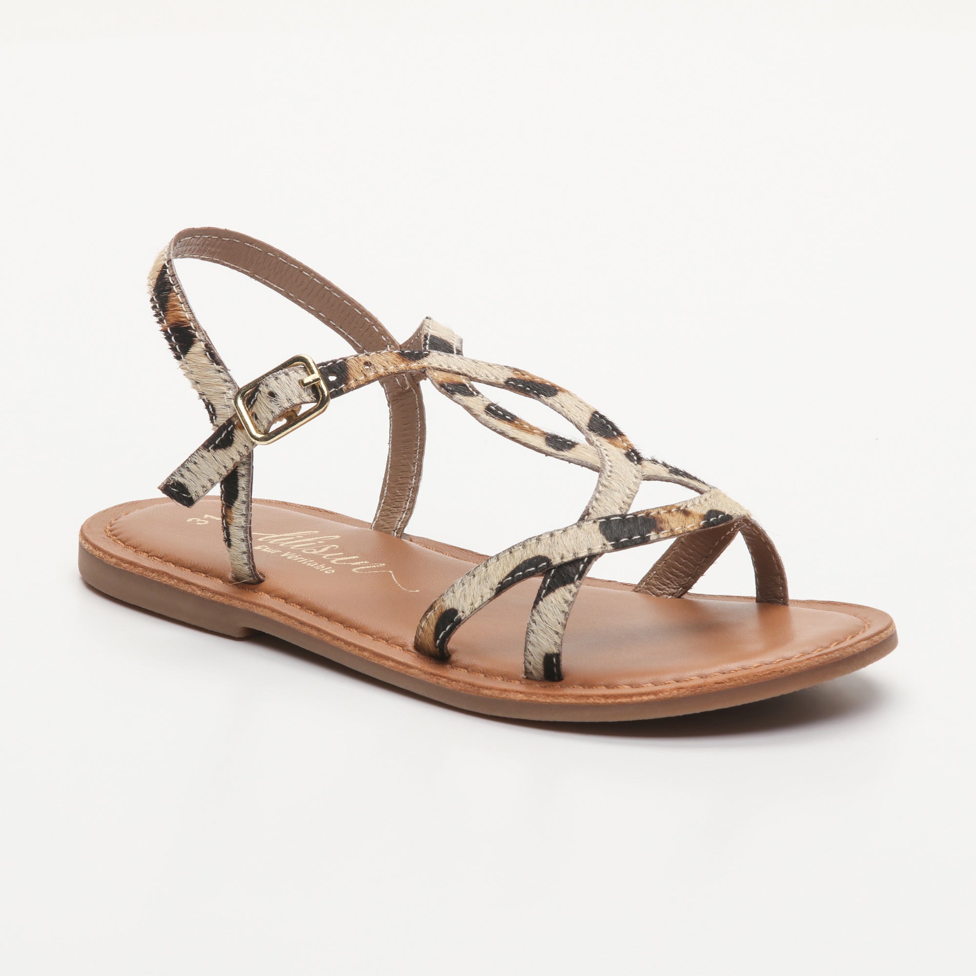 LEILA sandales cuir tiger pony