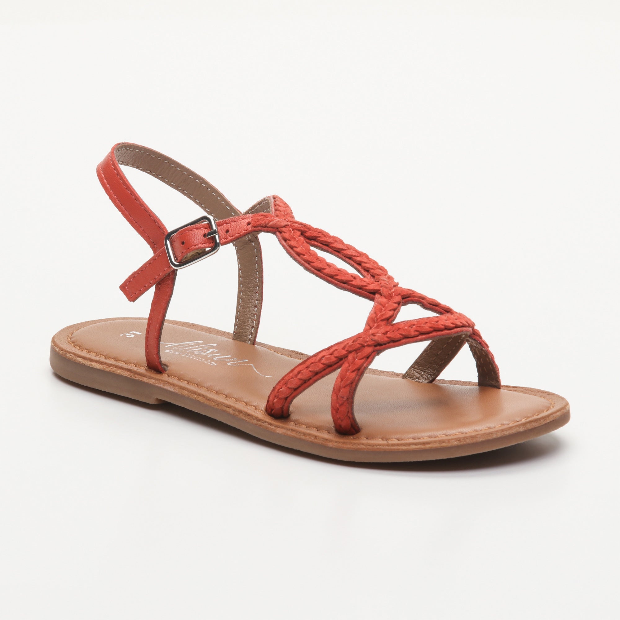 JOANNA sandales cuir coral + dk orange