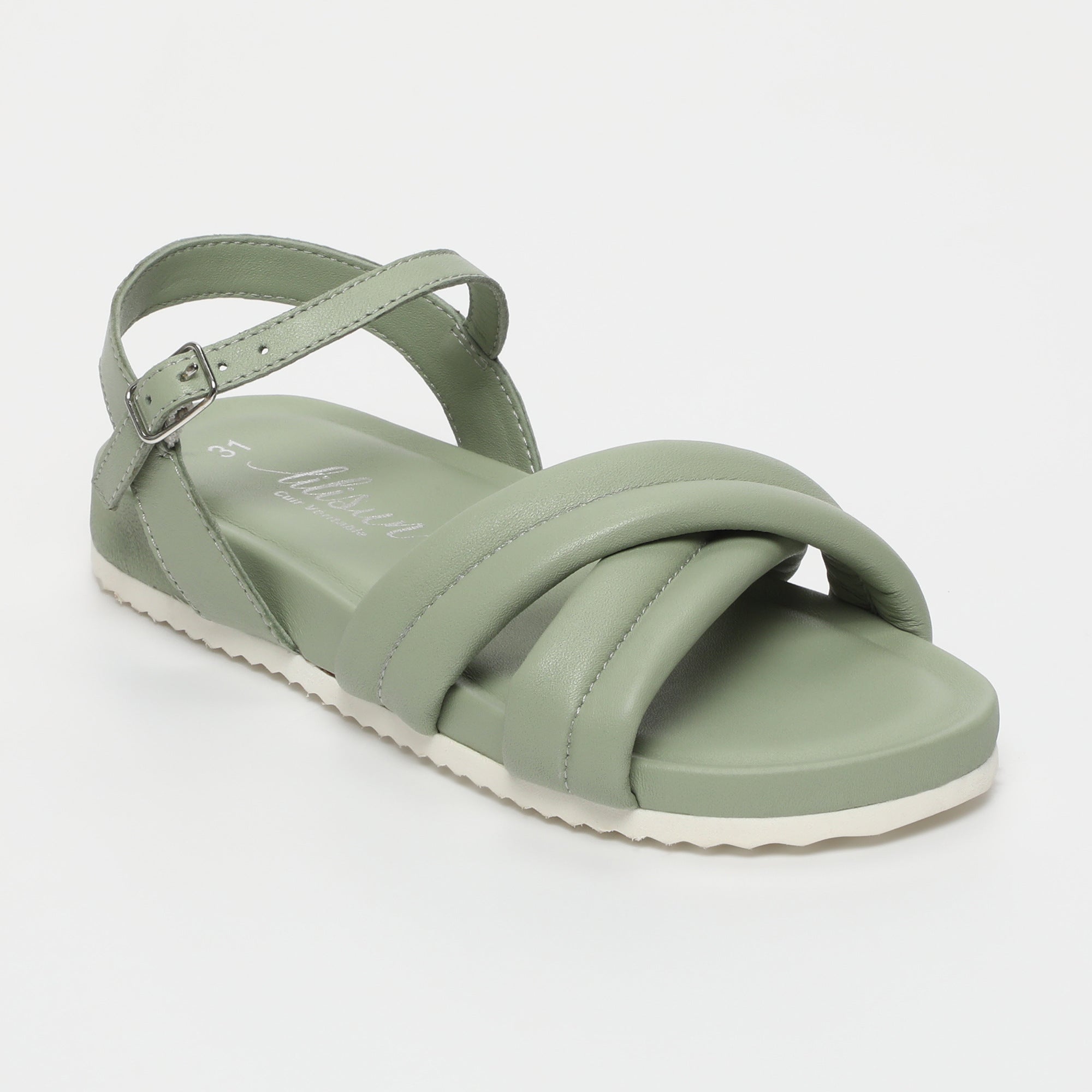 YANYO Sandales en cuir vert clair
