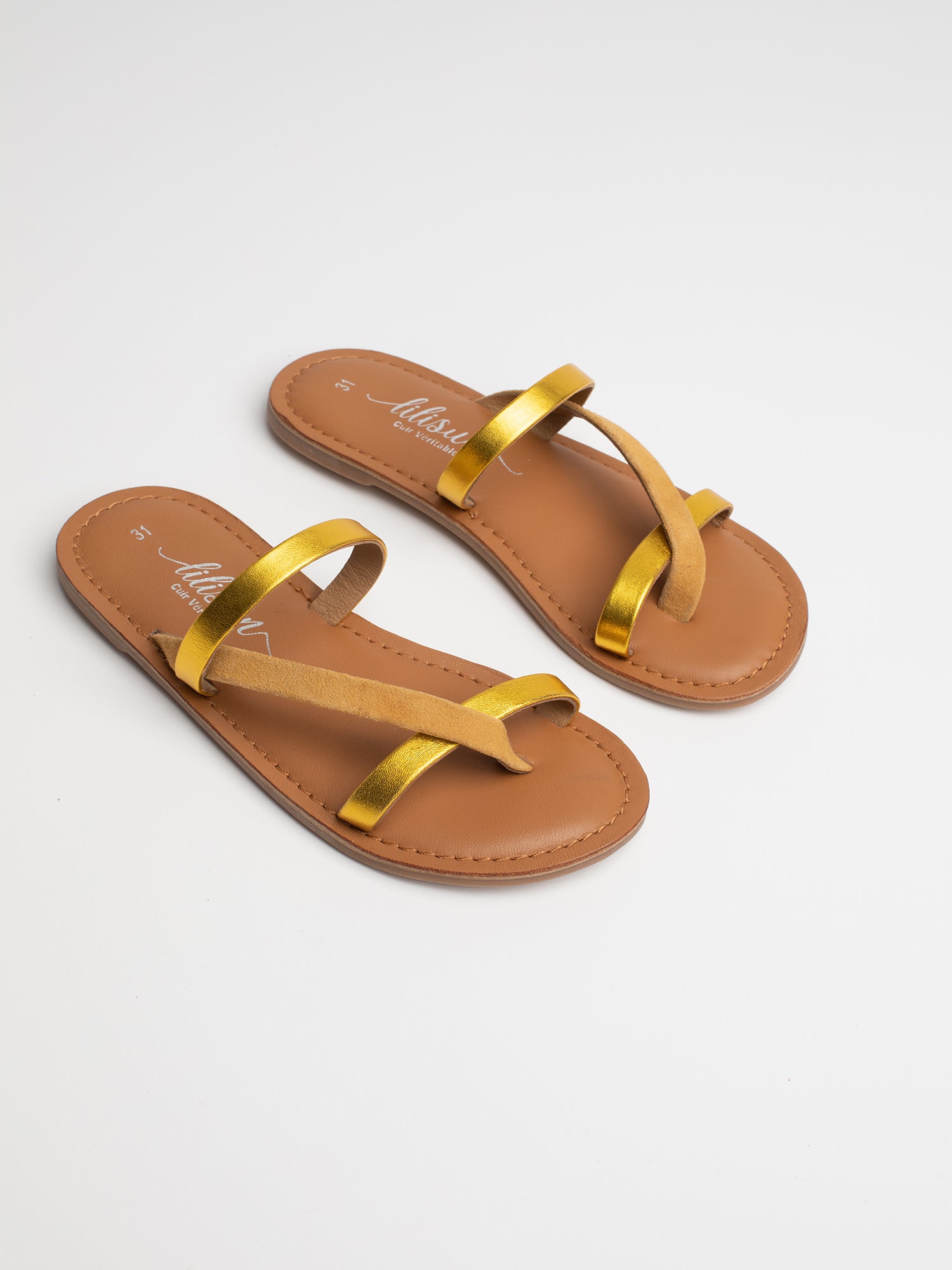 TIANA sandales jaune métallisé