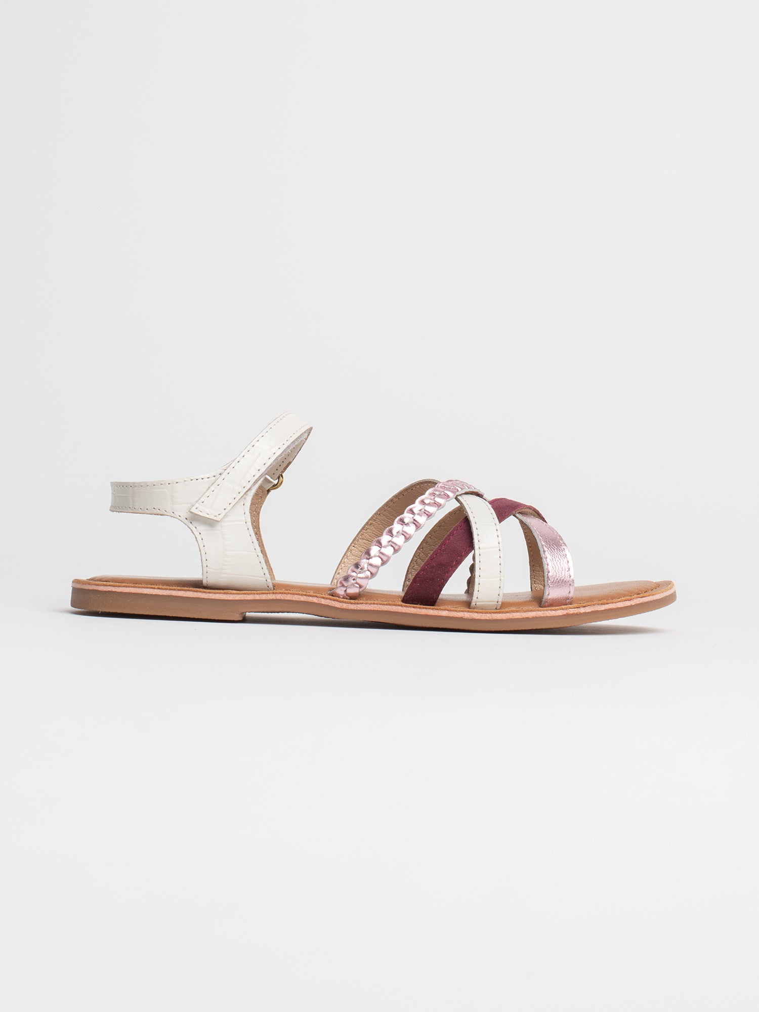 NAELA Sandales blanches et rose