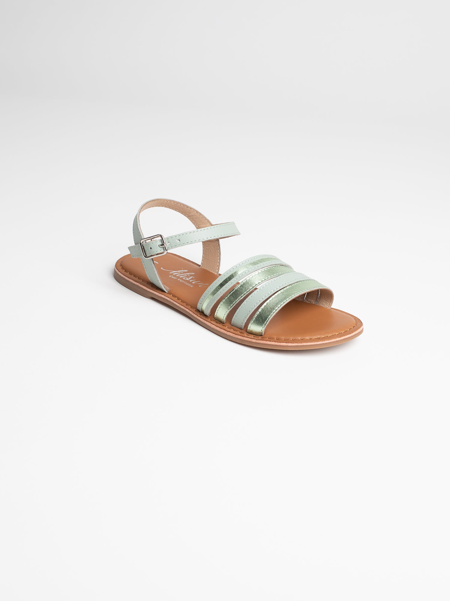 ABIGAELLE Sandales en cuir vert pastel