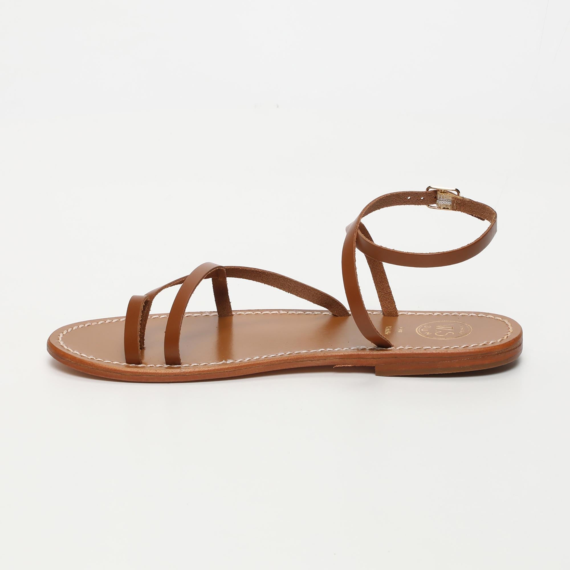 LUNA sandales entre doigt en cuir camel