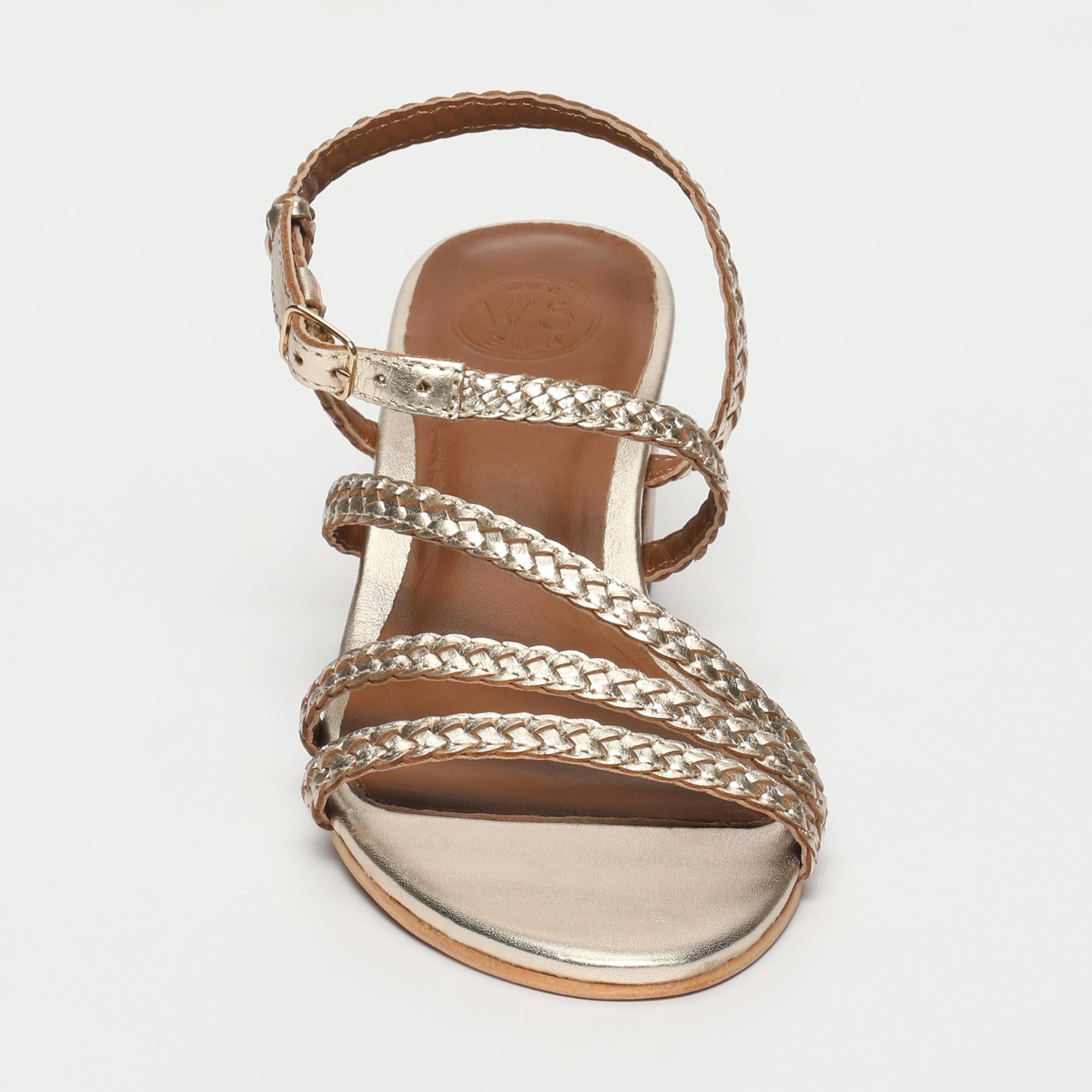 MAHA sandales talon tresse en cuir or