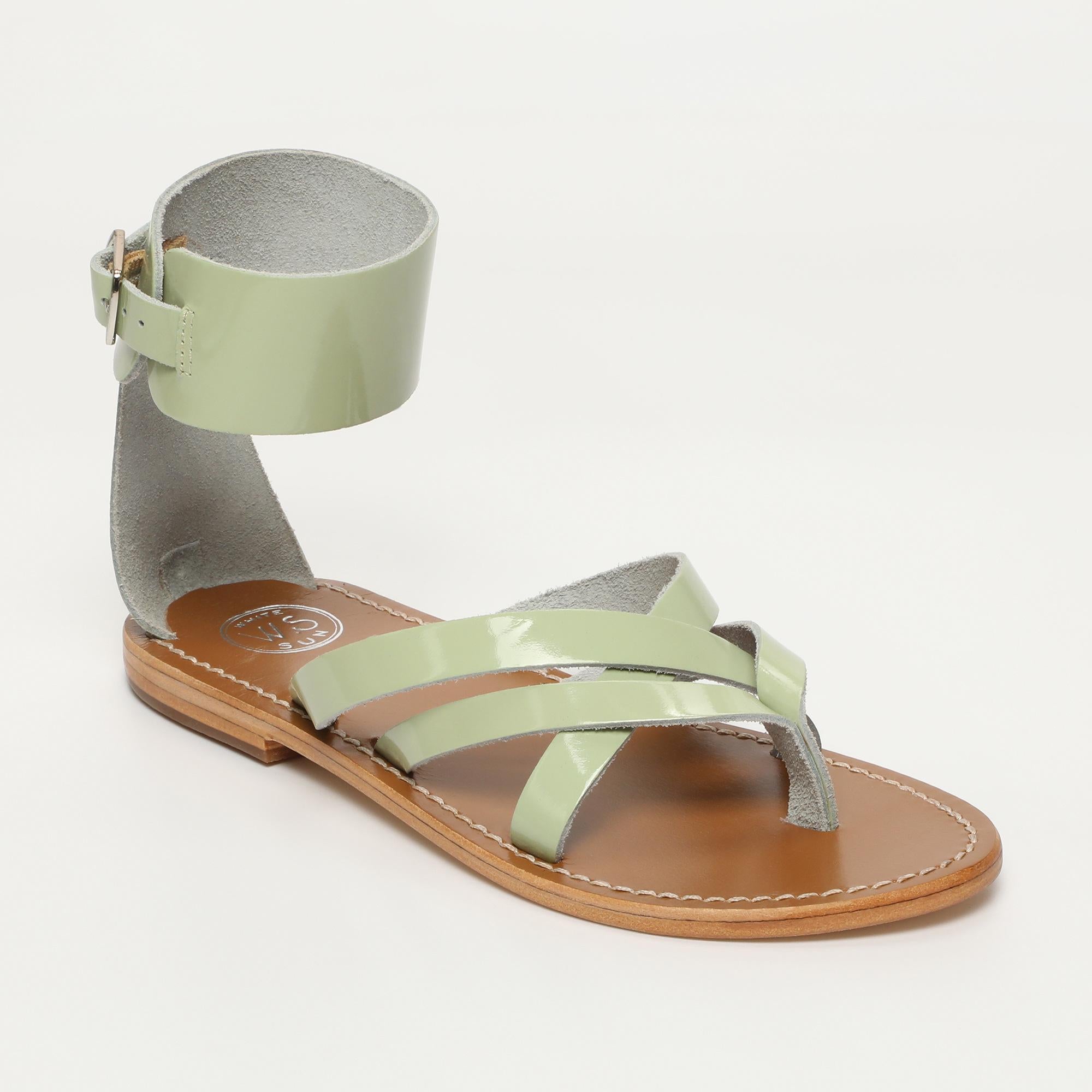 MANOA sandales entre doigt bracelet de cheville en cuir menthe