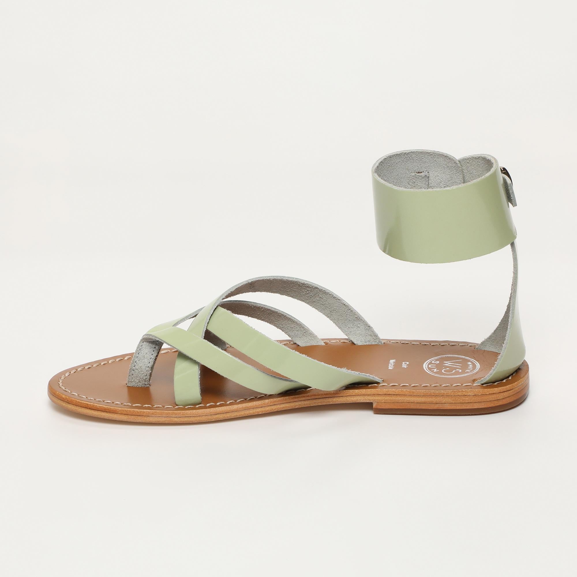 MANOA sandales entre doigt bracelet de cheville en cuir menthe