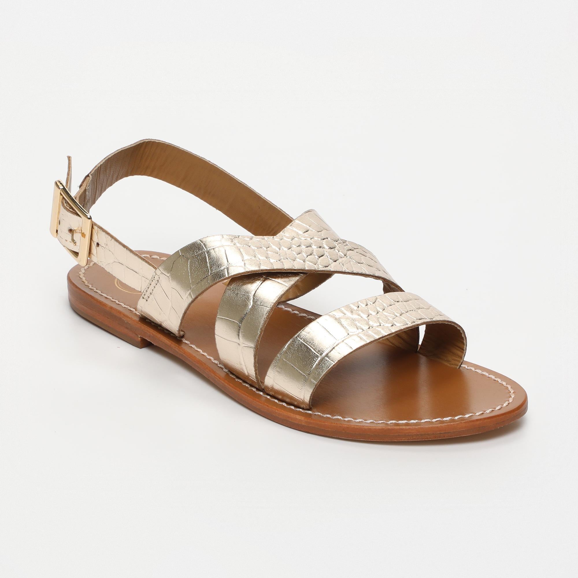 MARNEY sandales en cuir croco or clair