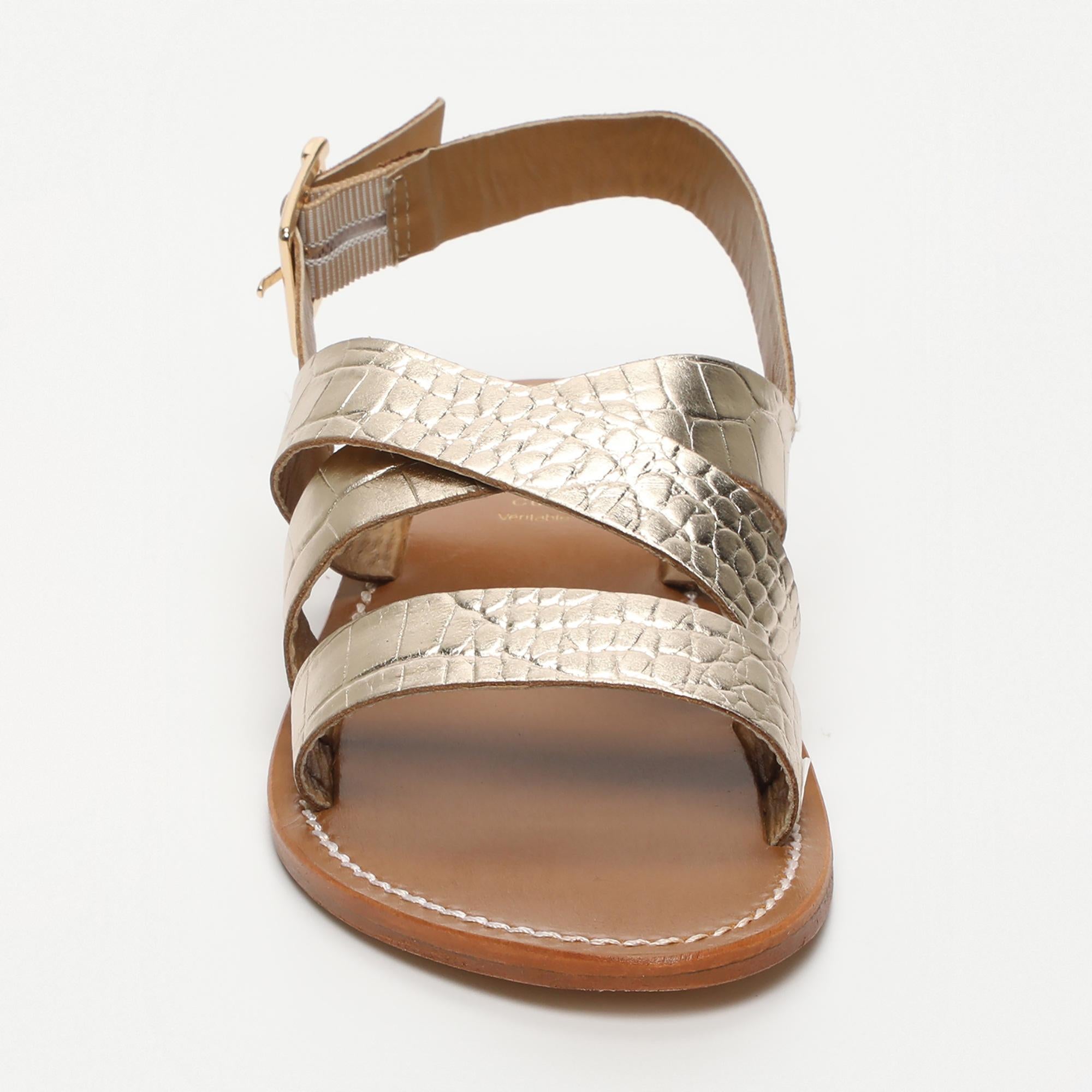 MARNEY sandales en cuir croco or clair