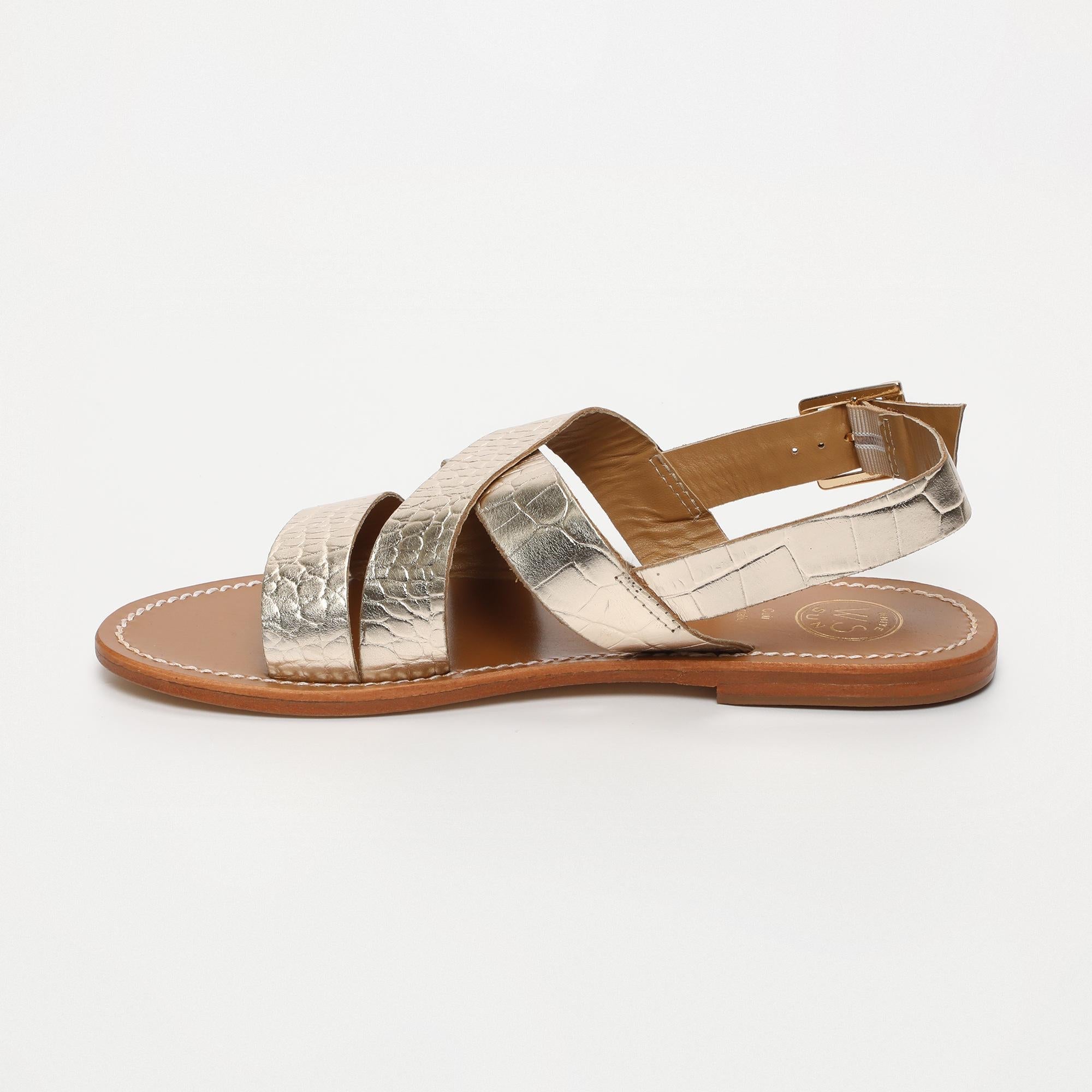 MARNEY sandales en cuir croco or clair