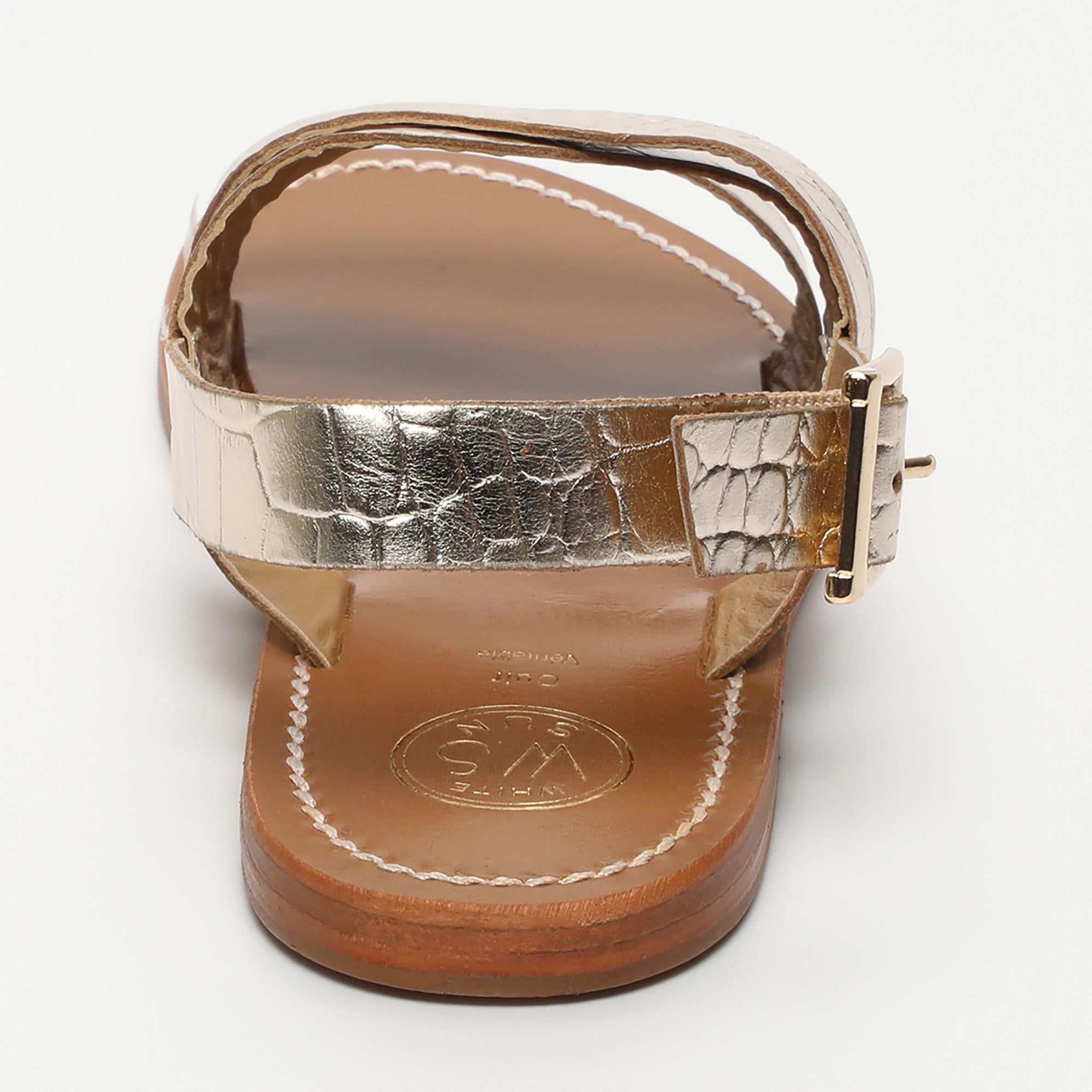 MARNEY sandales en cuir croco or clair