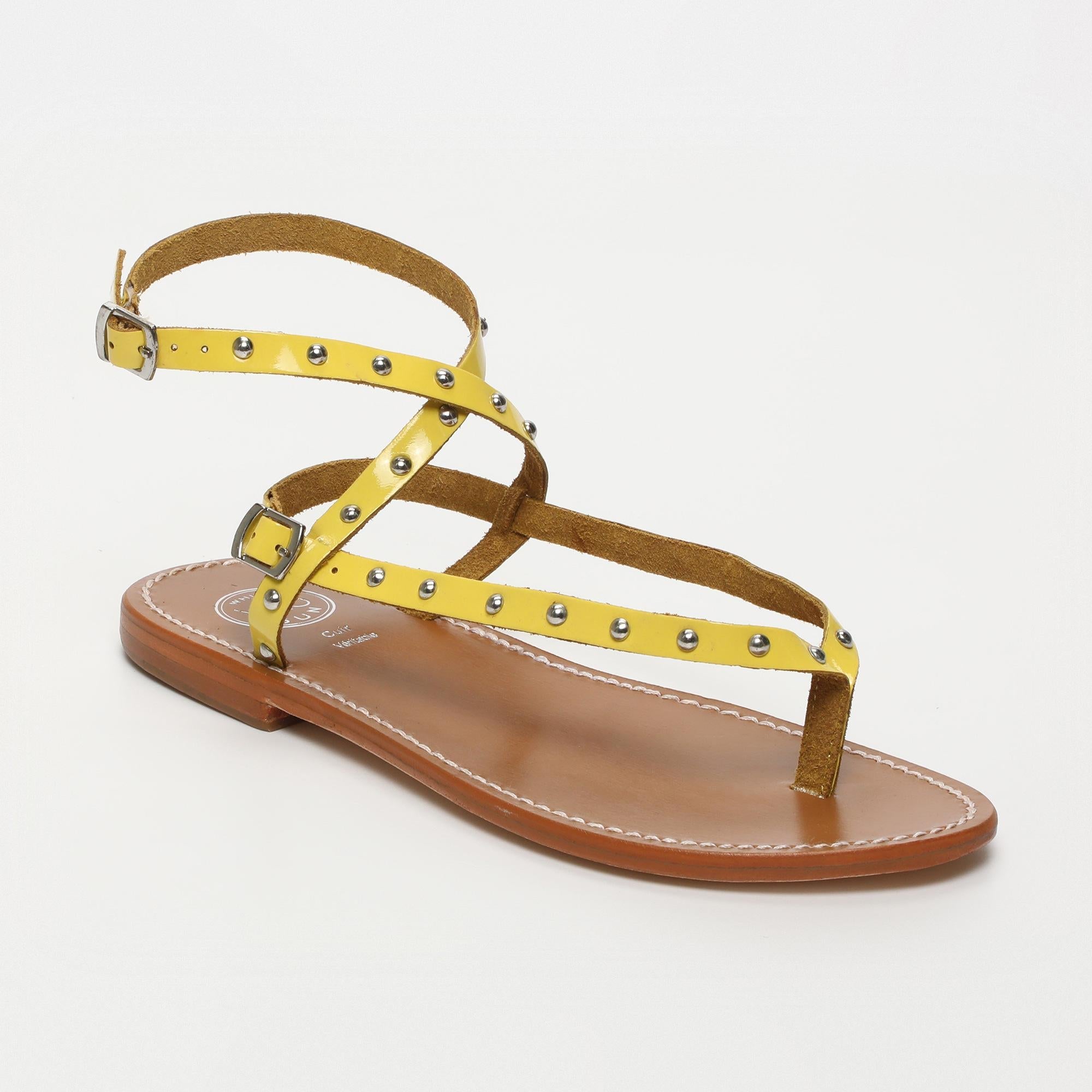 MELONA sandales entre doigt spartiate en cuir citron