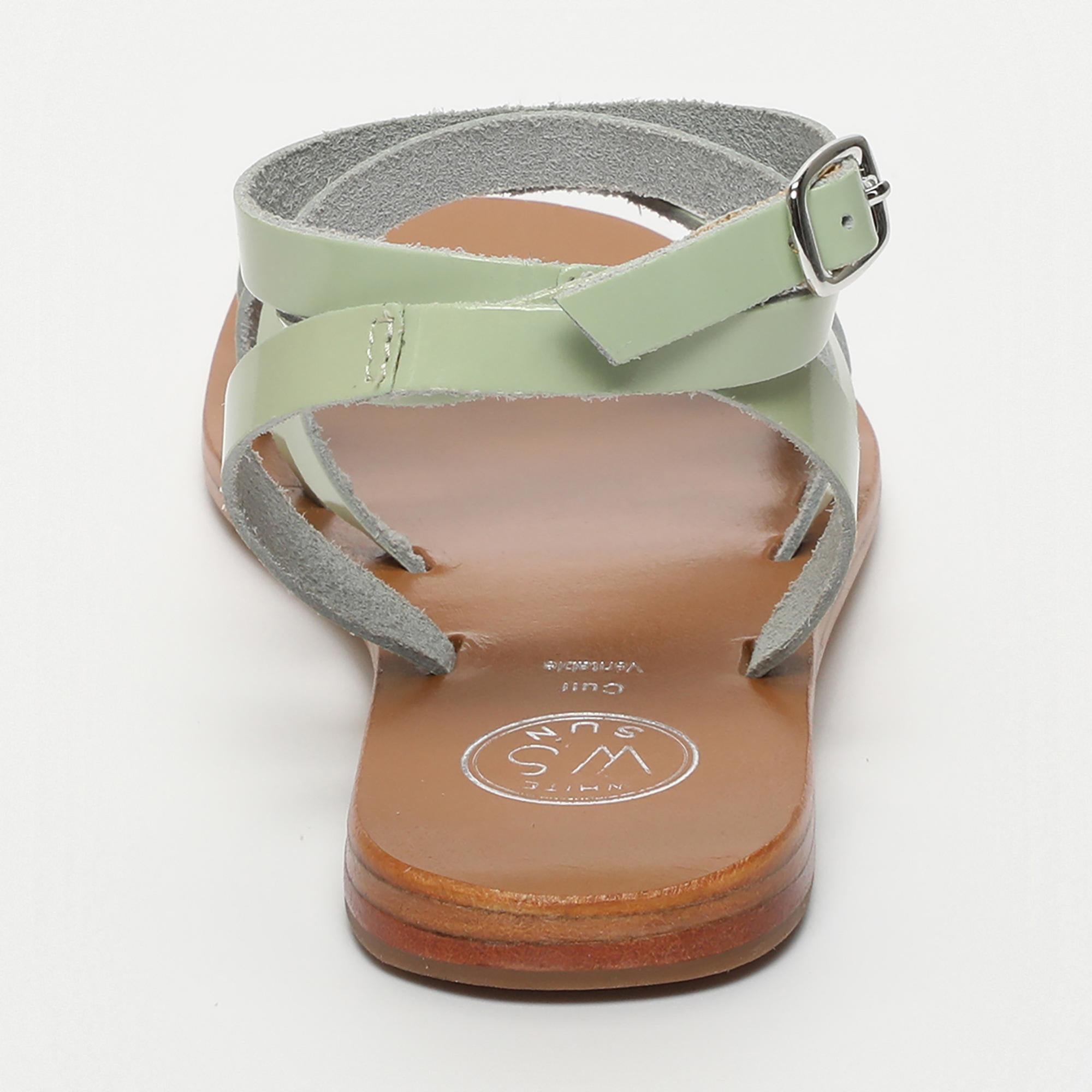 MONTGOMERY sandales bracelet de cheville en cuir menthe