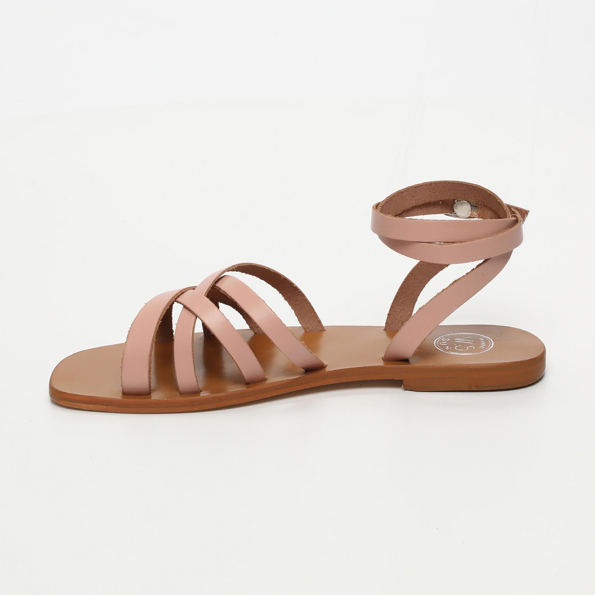 MONTGOMERY sandales bracelet de cheville en cuir rose