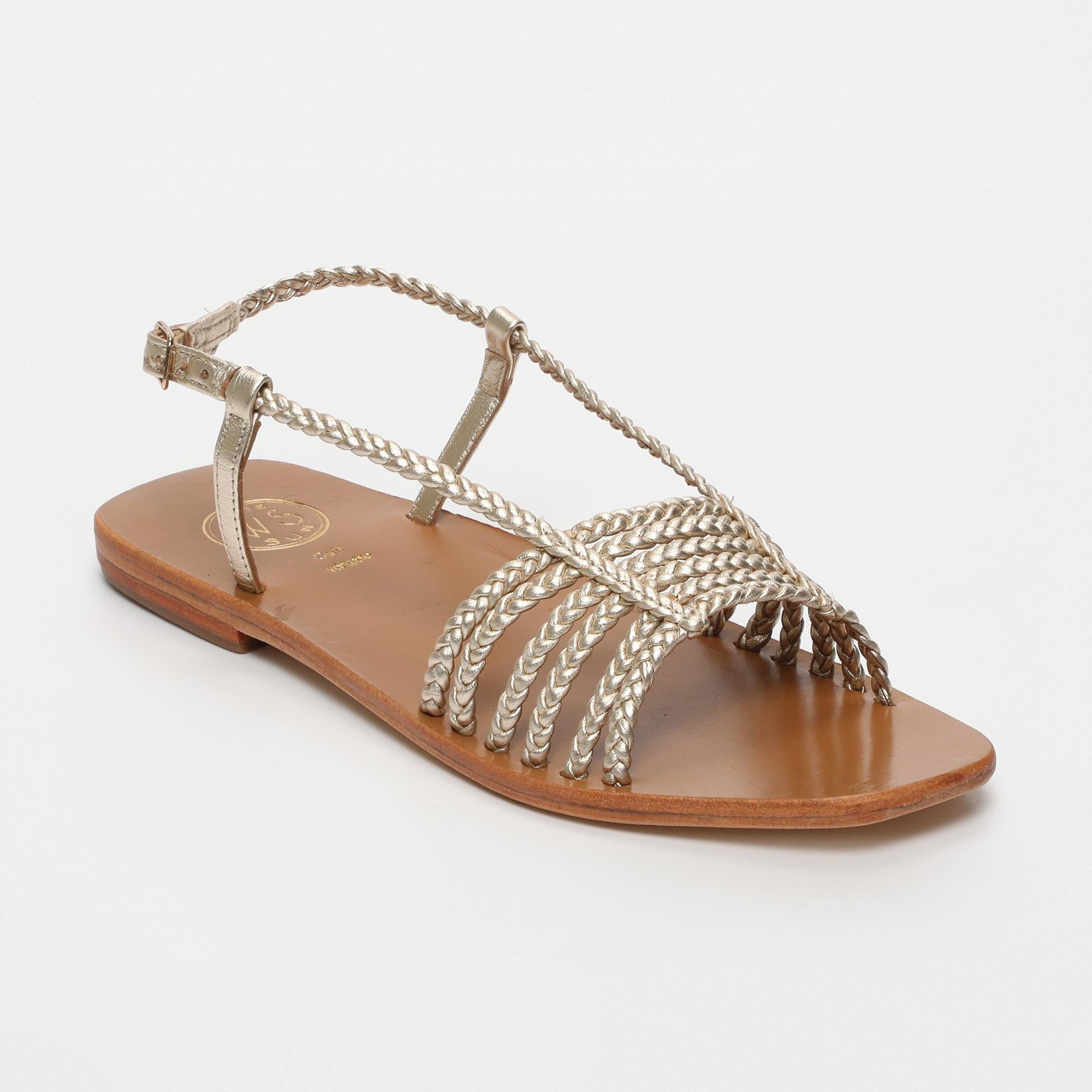 MILA sandales en cuir platine