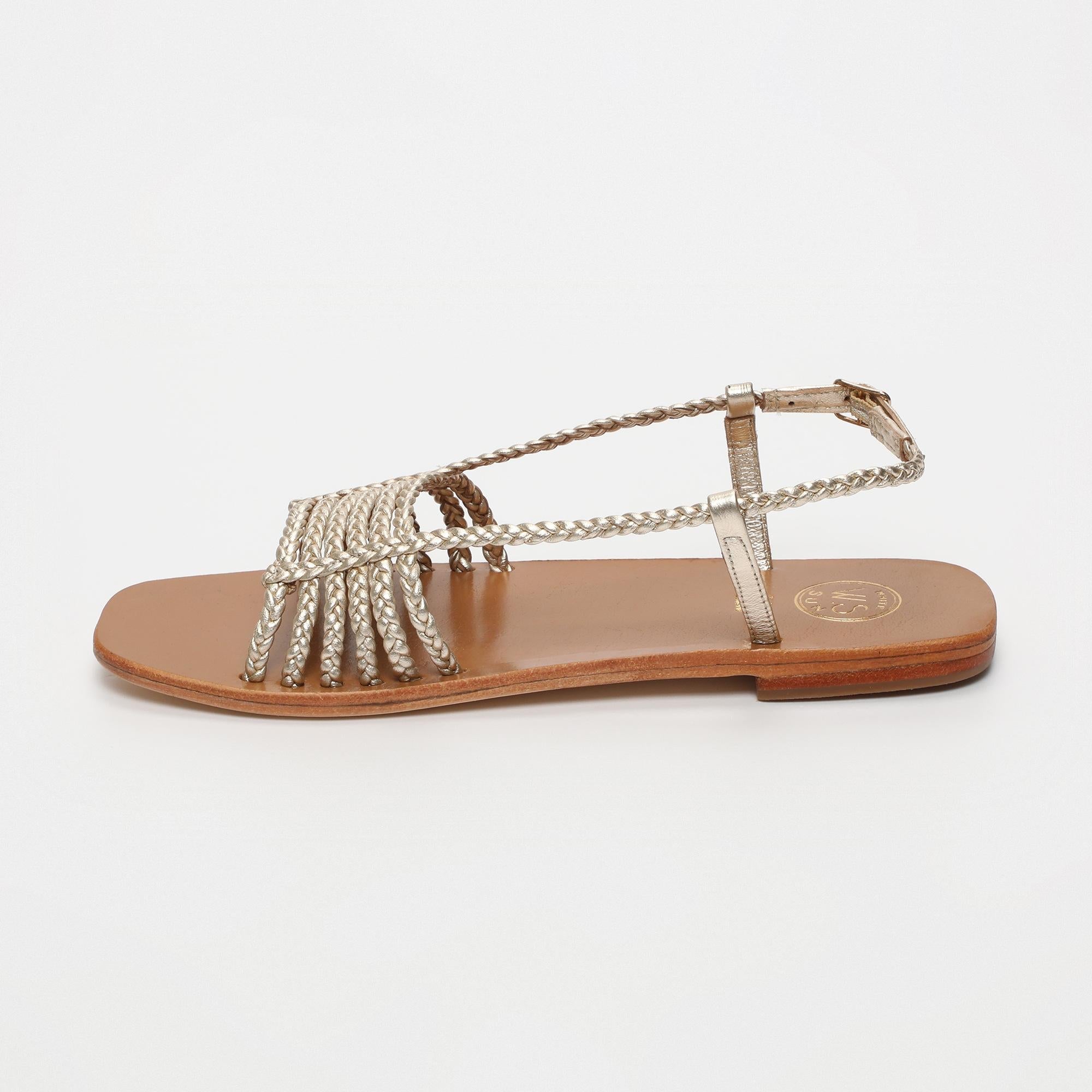 MILA sandales en cuir platine