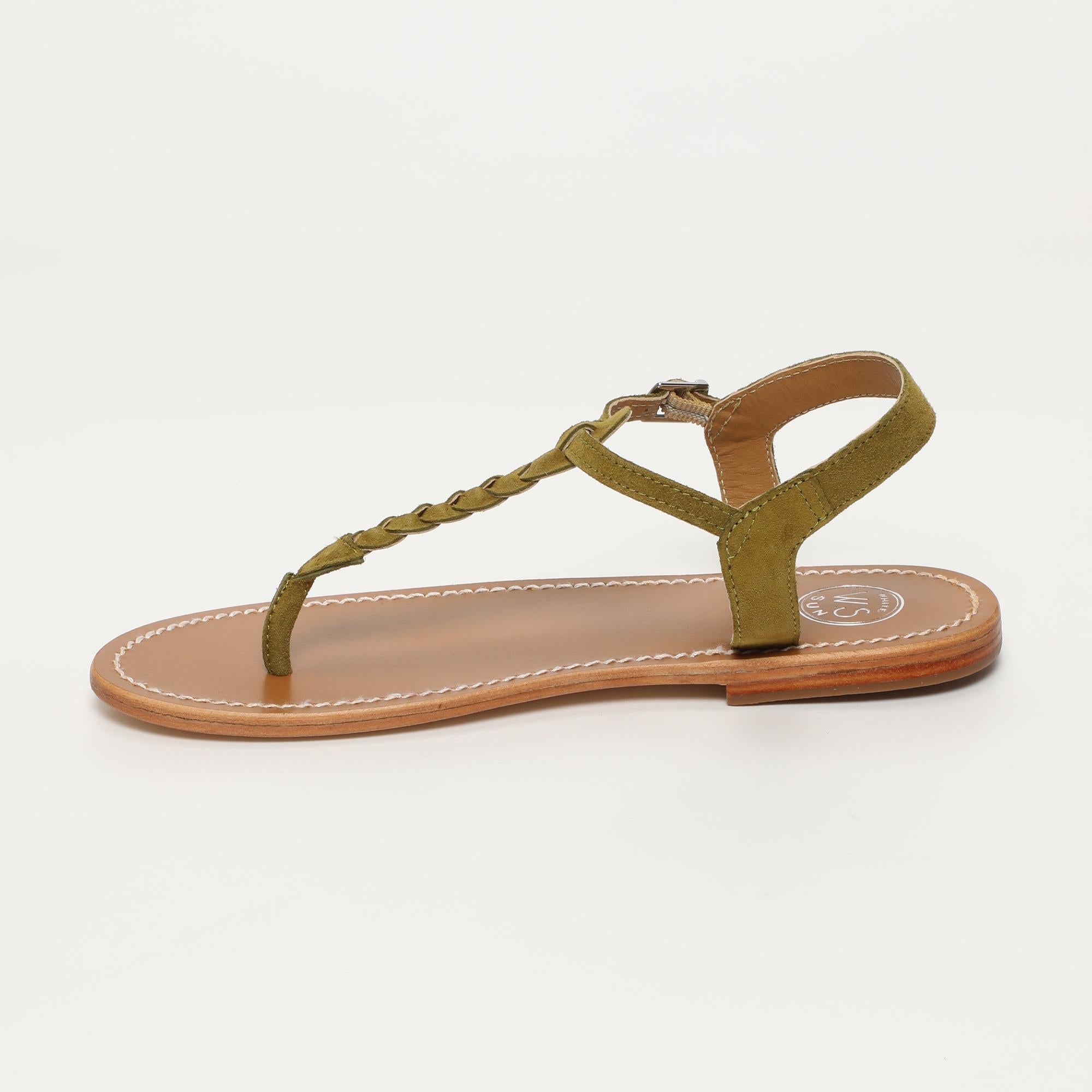 NATAL sandales entre doigt tresse en cuir olive