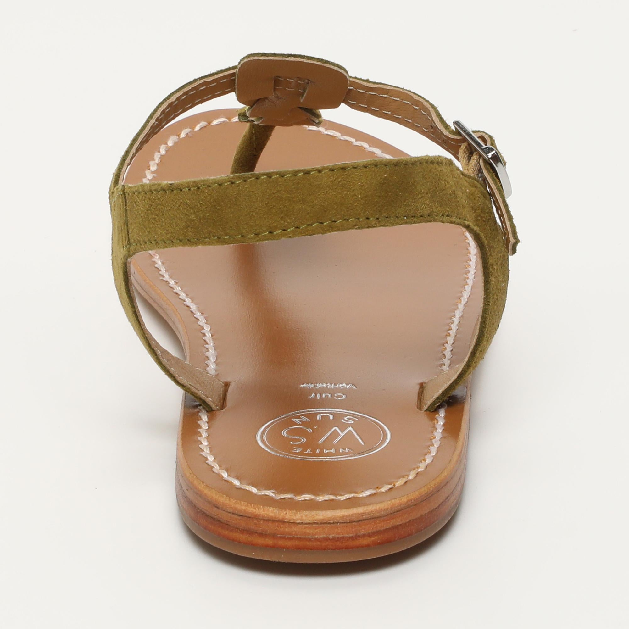 NATAL sandales entre doigt tresse en cuir olive