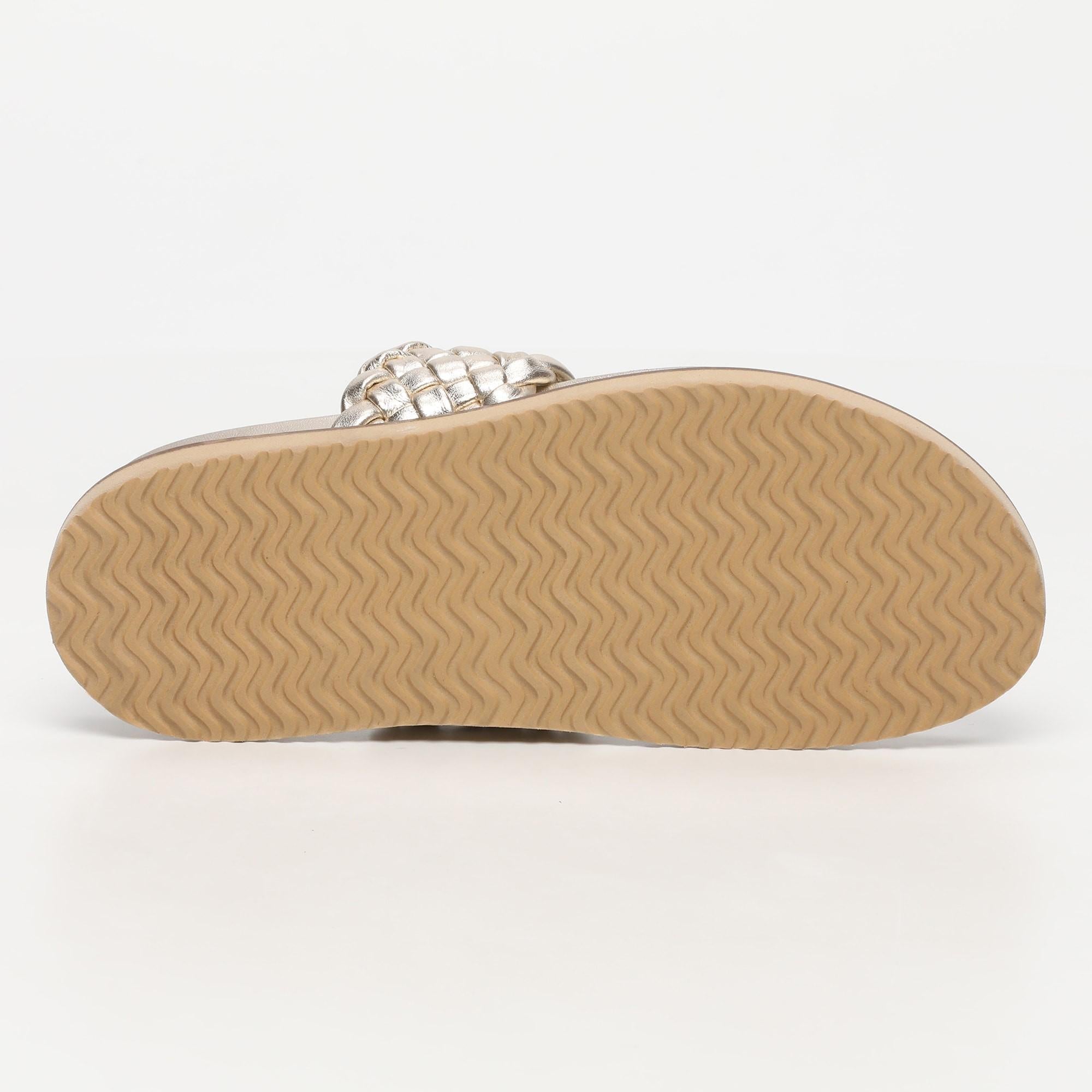 NAVAS mules entre doigt tresse en cuir platine