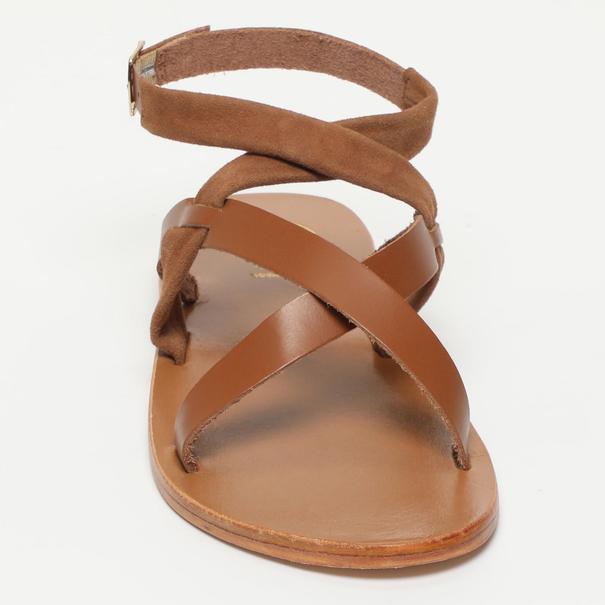 NIEBLA sandales bracelet de cheville en cuir camel