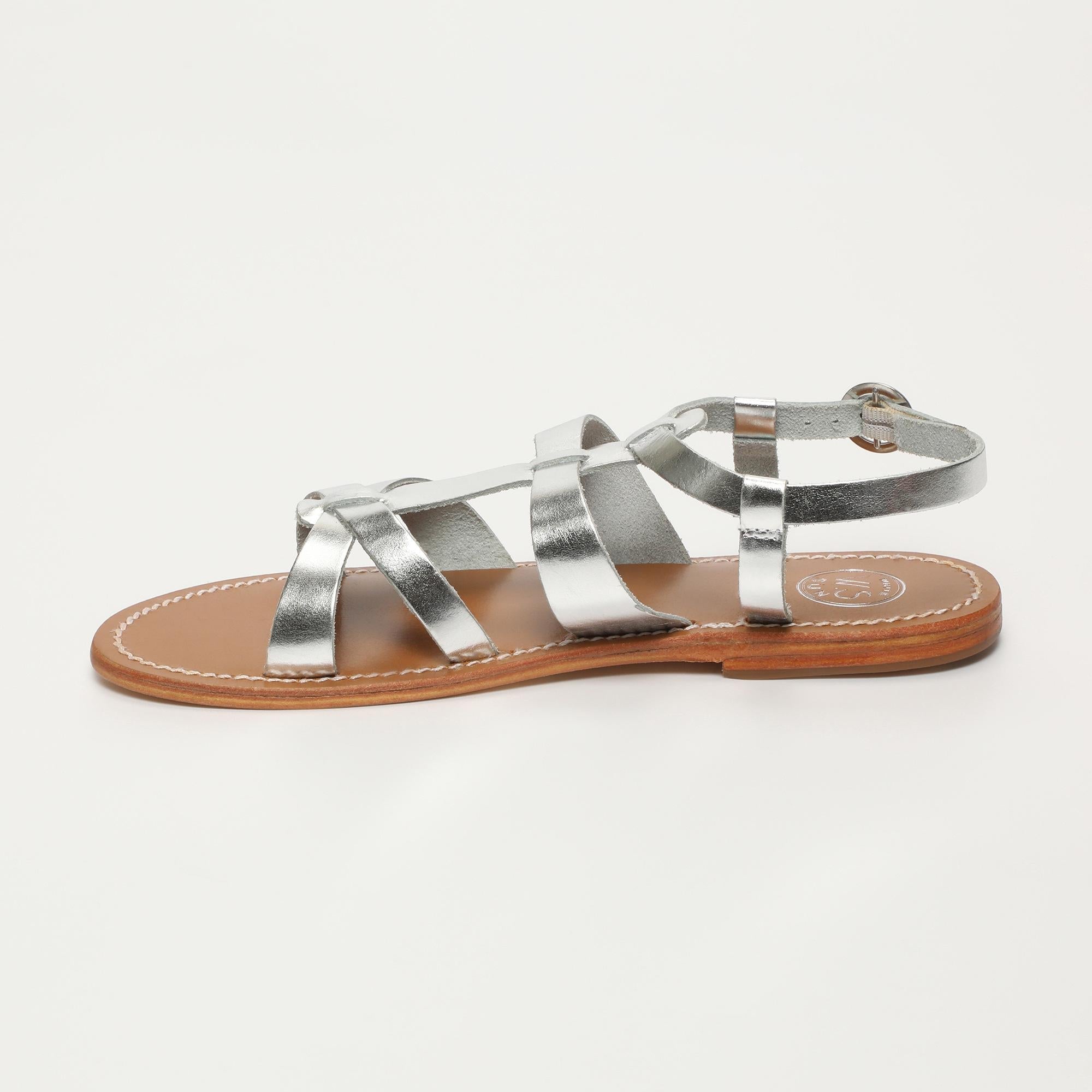 NIMA sandales en cuir argent